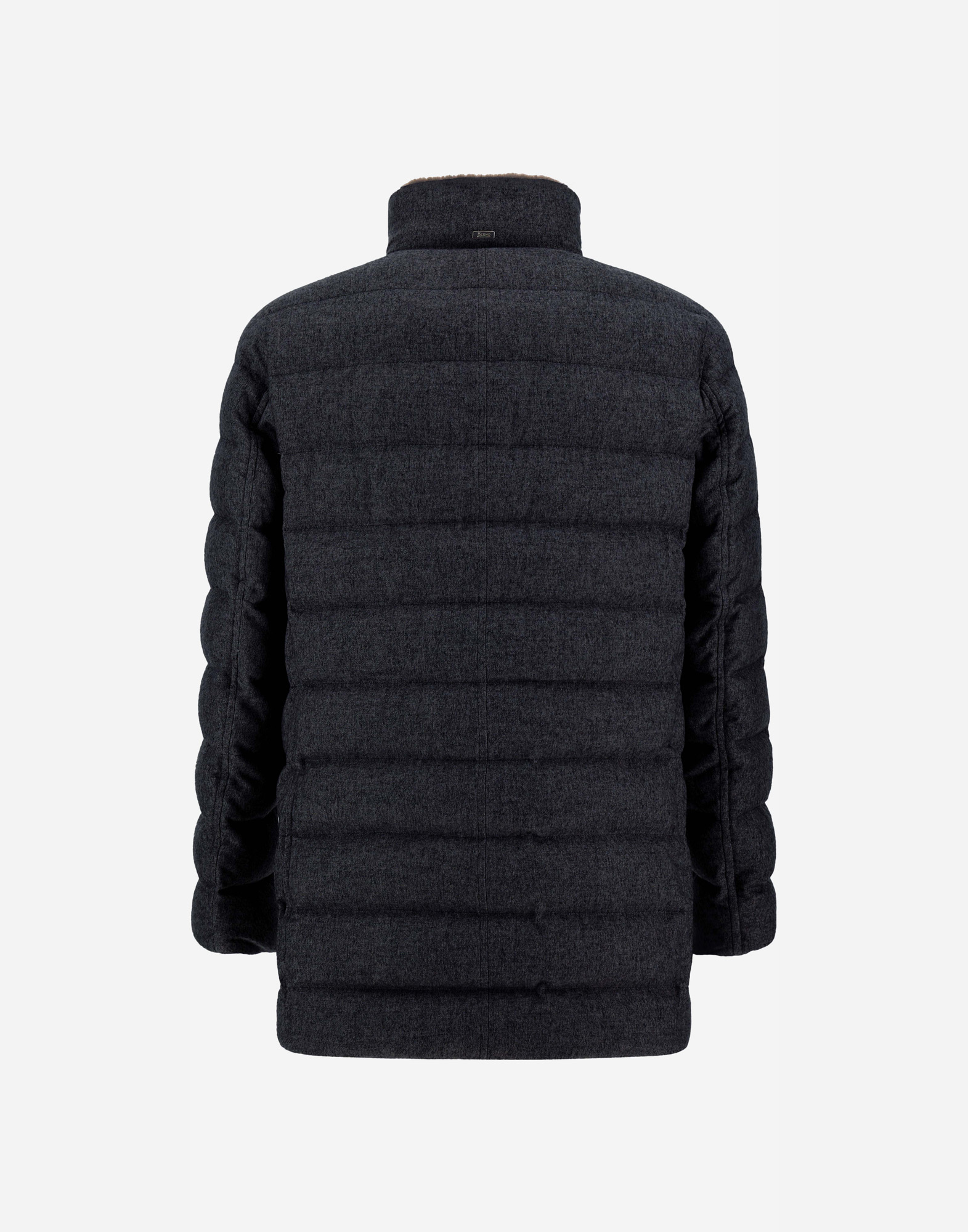 Herno Carcoat In Cashmere, Silk And Monogram In Blue