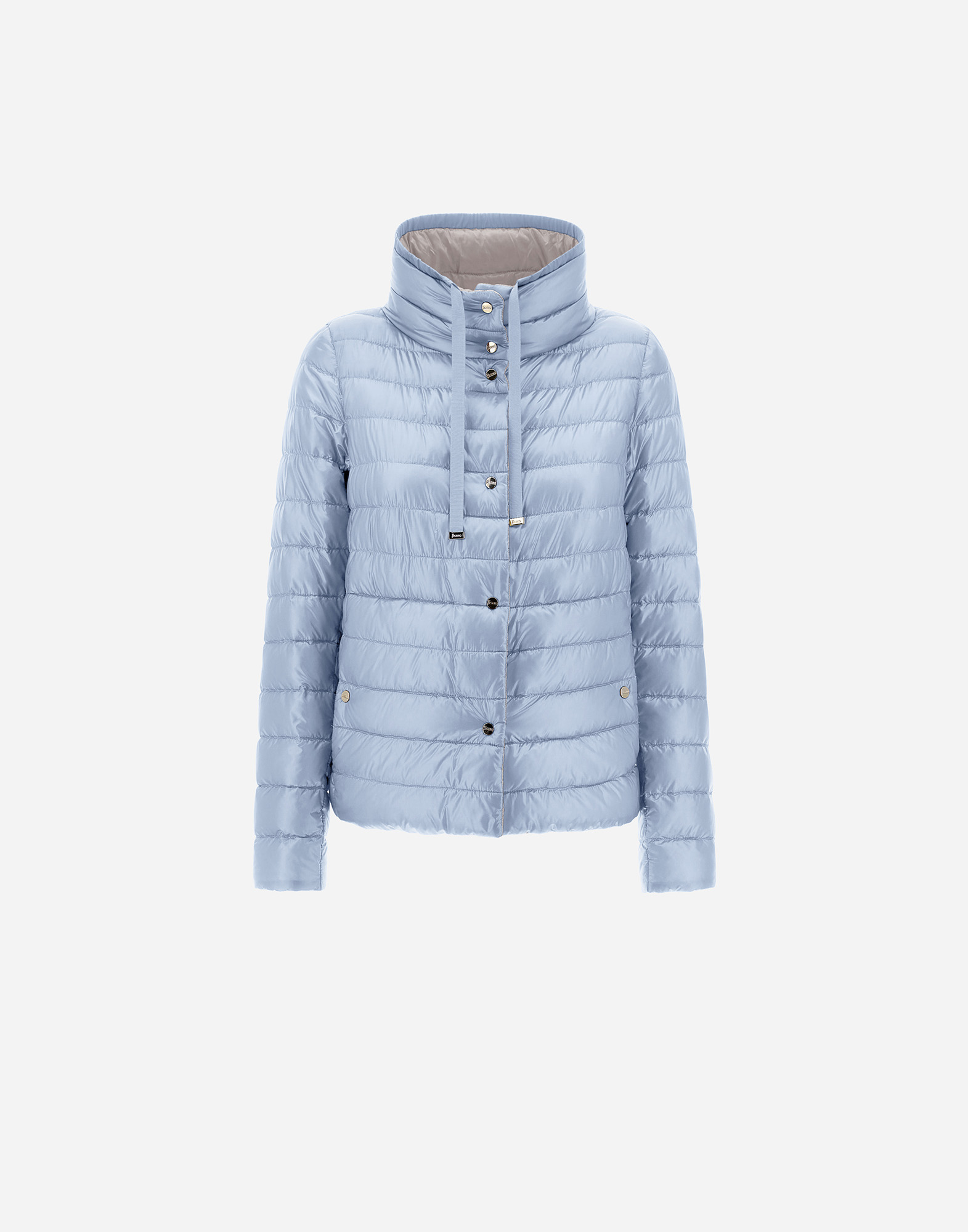 Herno Reversible Cape In Nylon Ultralight In Ice/light Blue