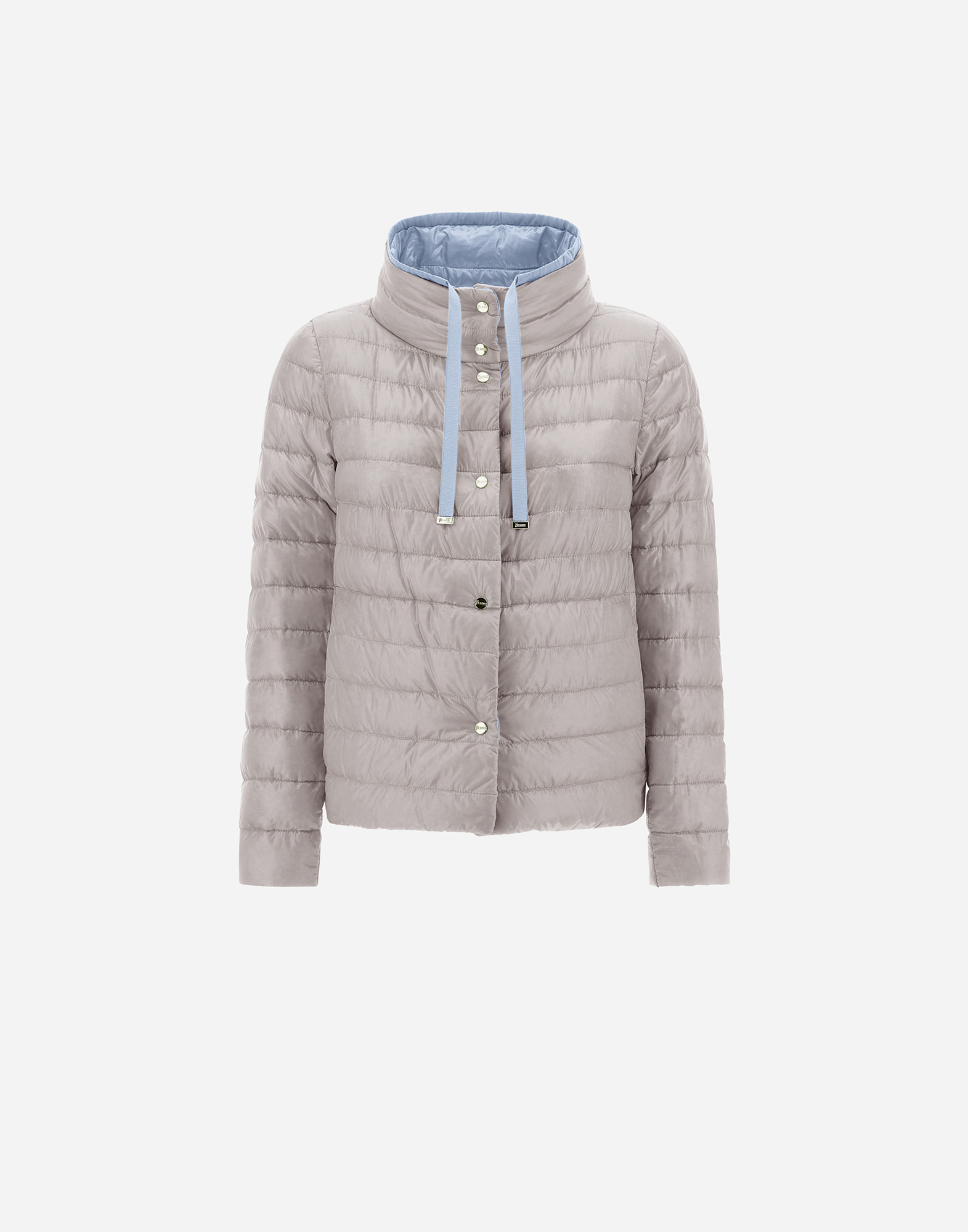 Herno Reversible Cape In Nylon Ultralight In Ice/light Blue