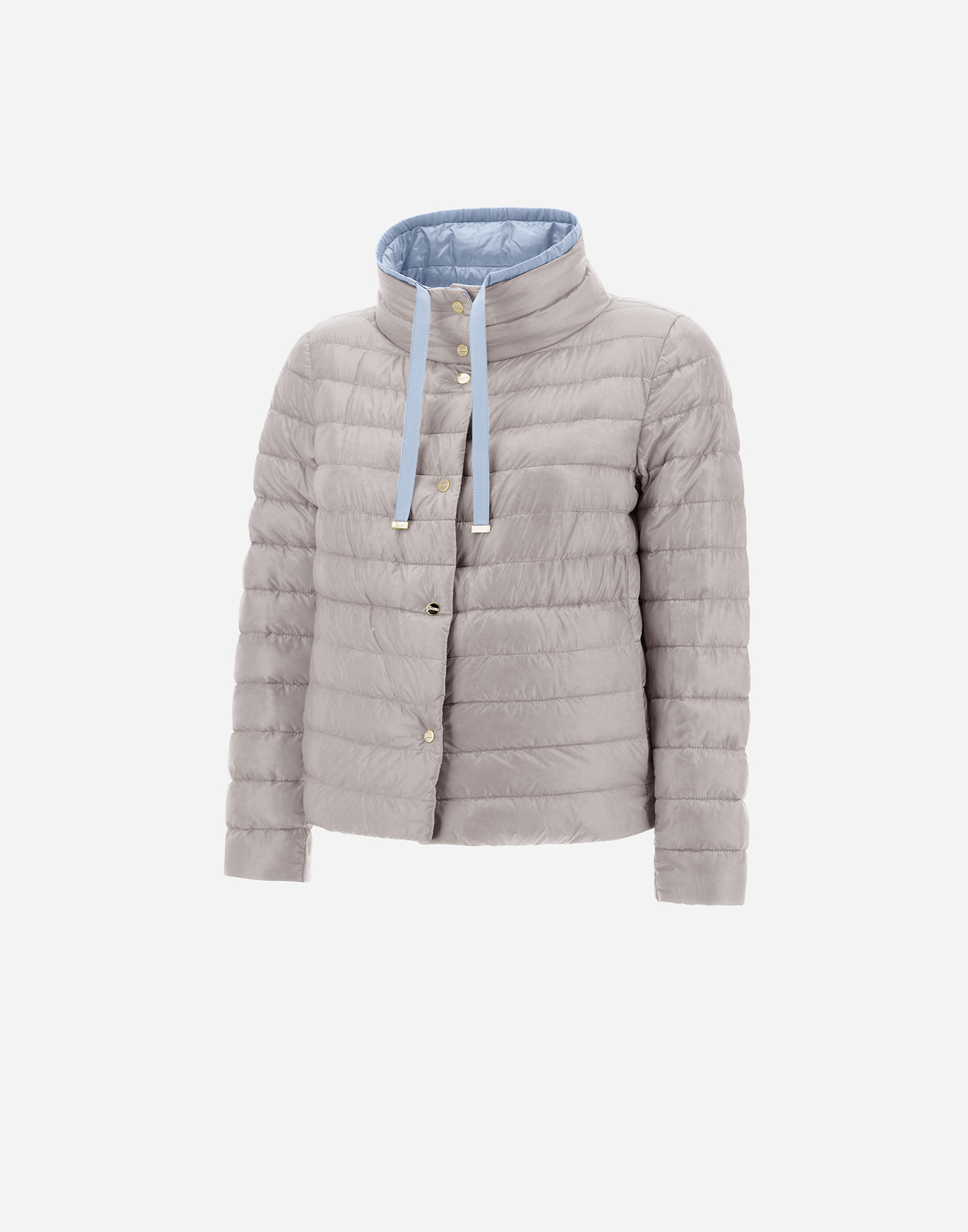 Herno Reversible Cape In Nylon Ultralight In Ice/light Blue
