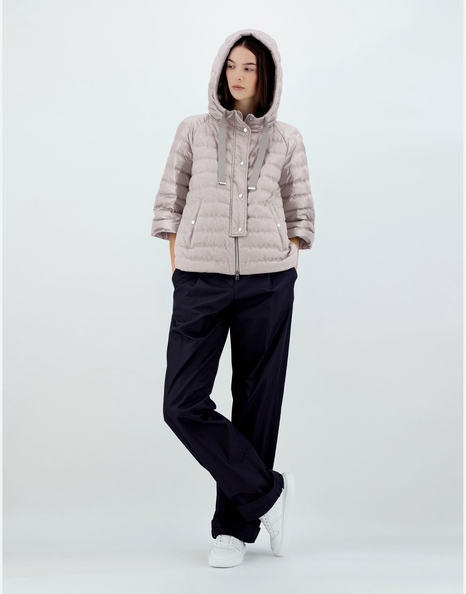 Shop Herno カシミアシルク＆nylon Ultralight ジャケット In Grey Pearl