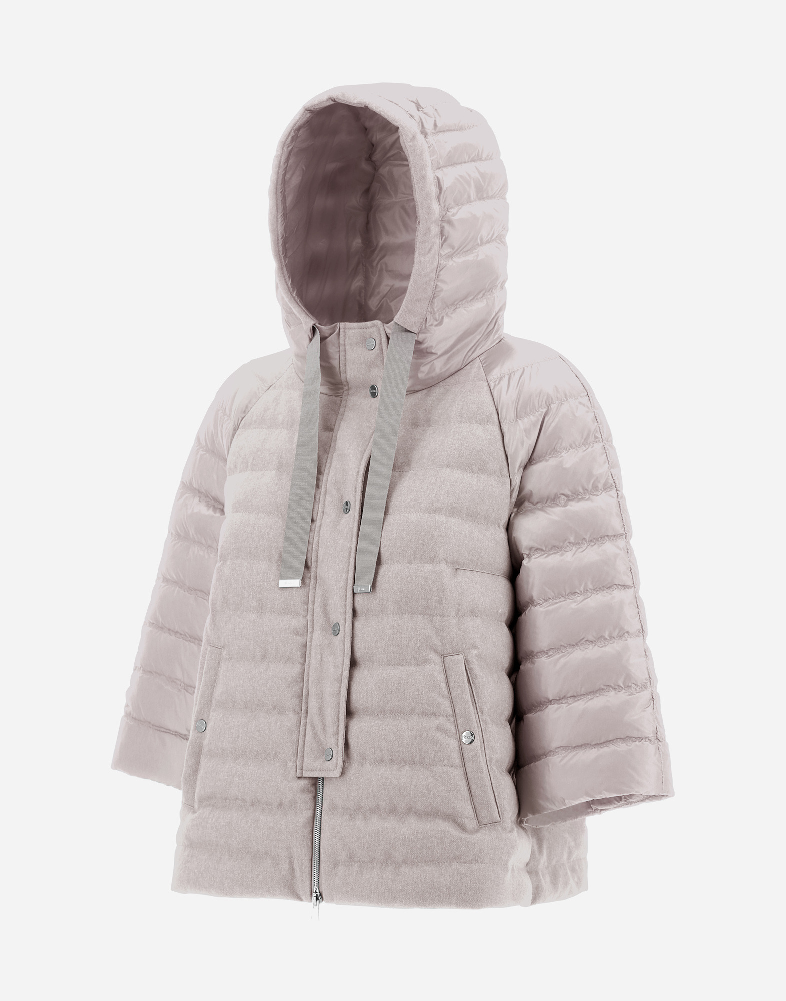 Herno Cashmere Silk And Nylon Ultralight A-line Jacket In Grey Pearl