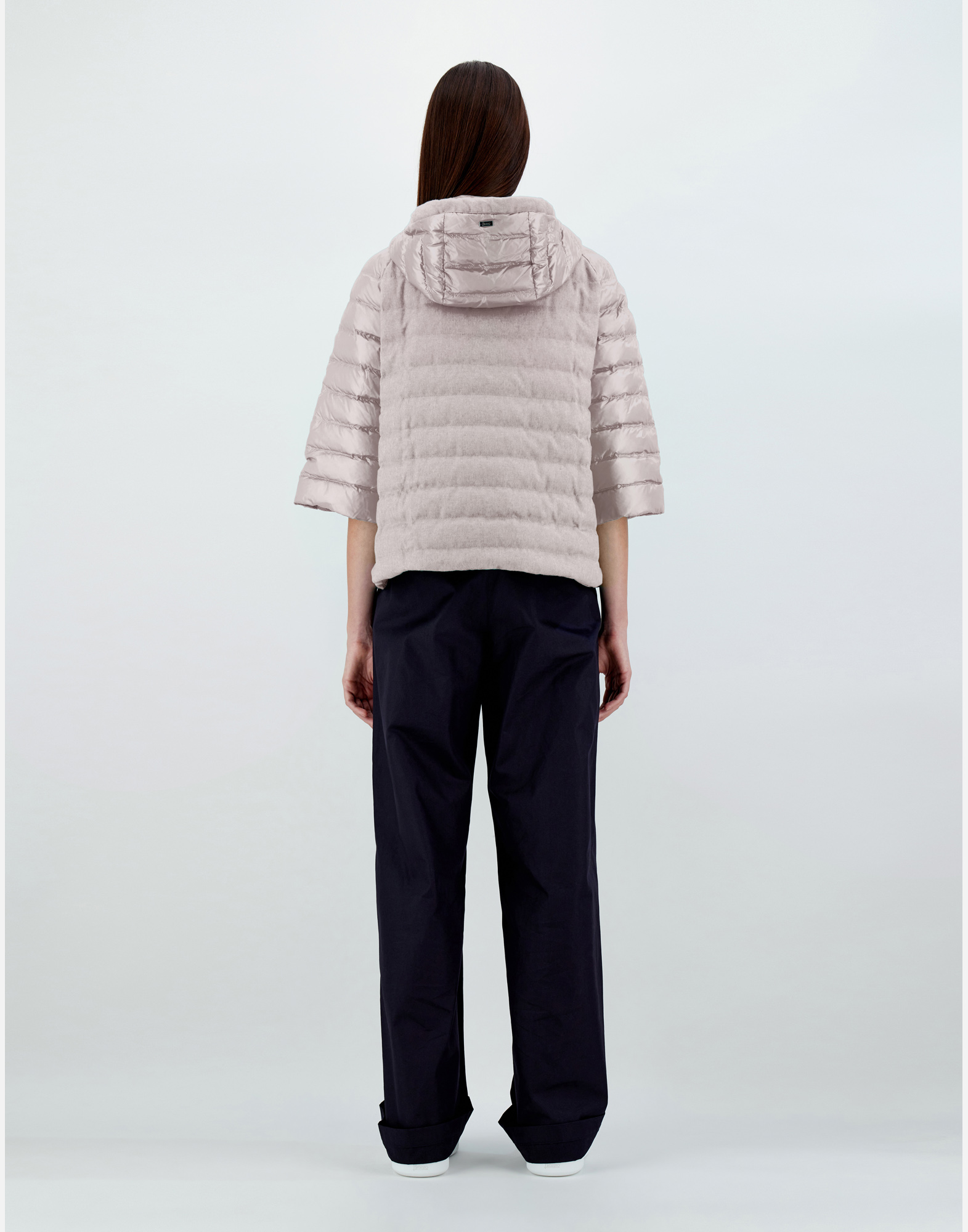 Herno Cashmere Silk And Nylon Ultralight A-line Jacket In Grey Pearl