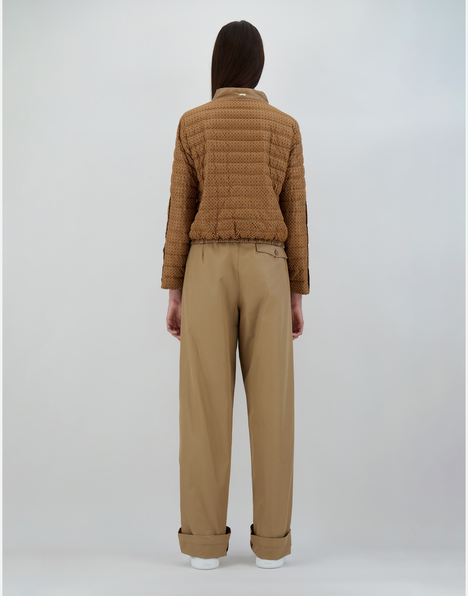 Herno Nylon Ultralight And Spring Lace Bomber Jacket In Camel
