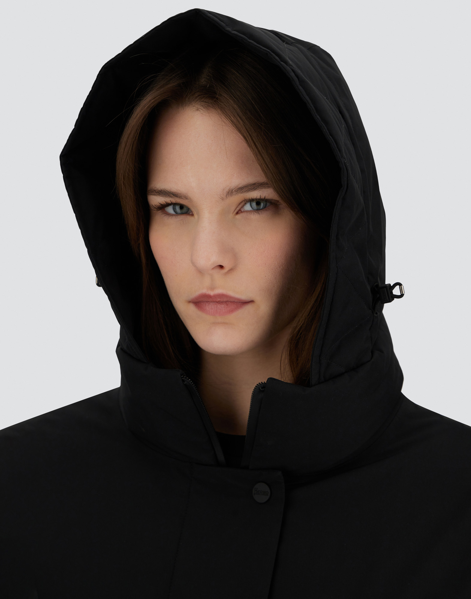 Herno Hooded A-shape Jacket In 2-layer Windstopper In Black