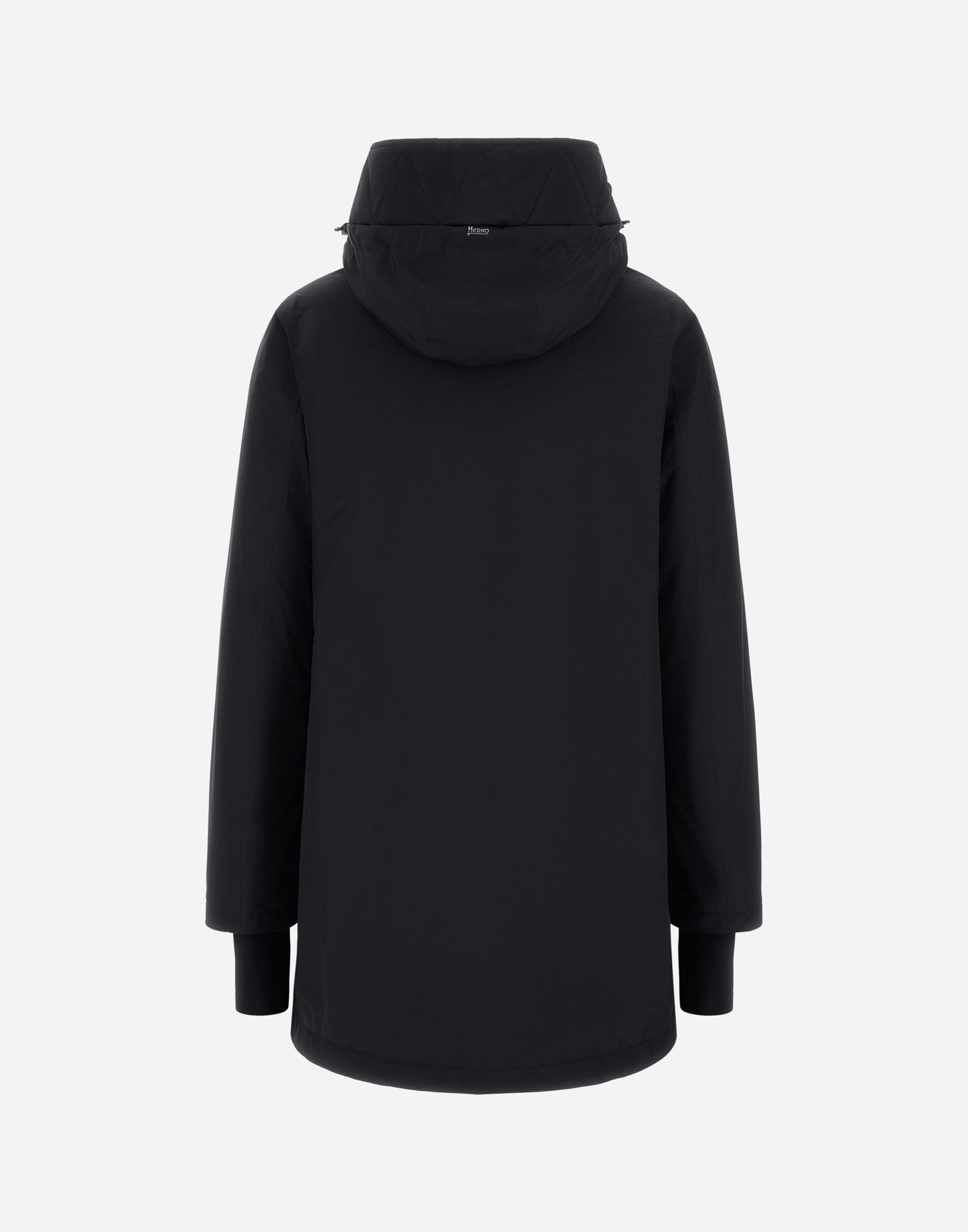 Herno Hooded A-shape Jacket In 2-layer Windstopper In Black