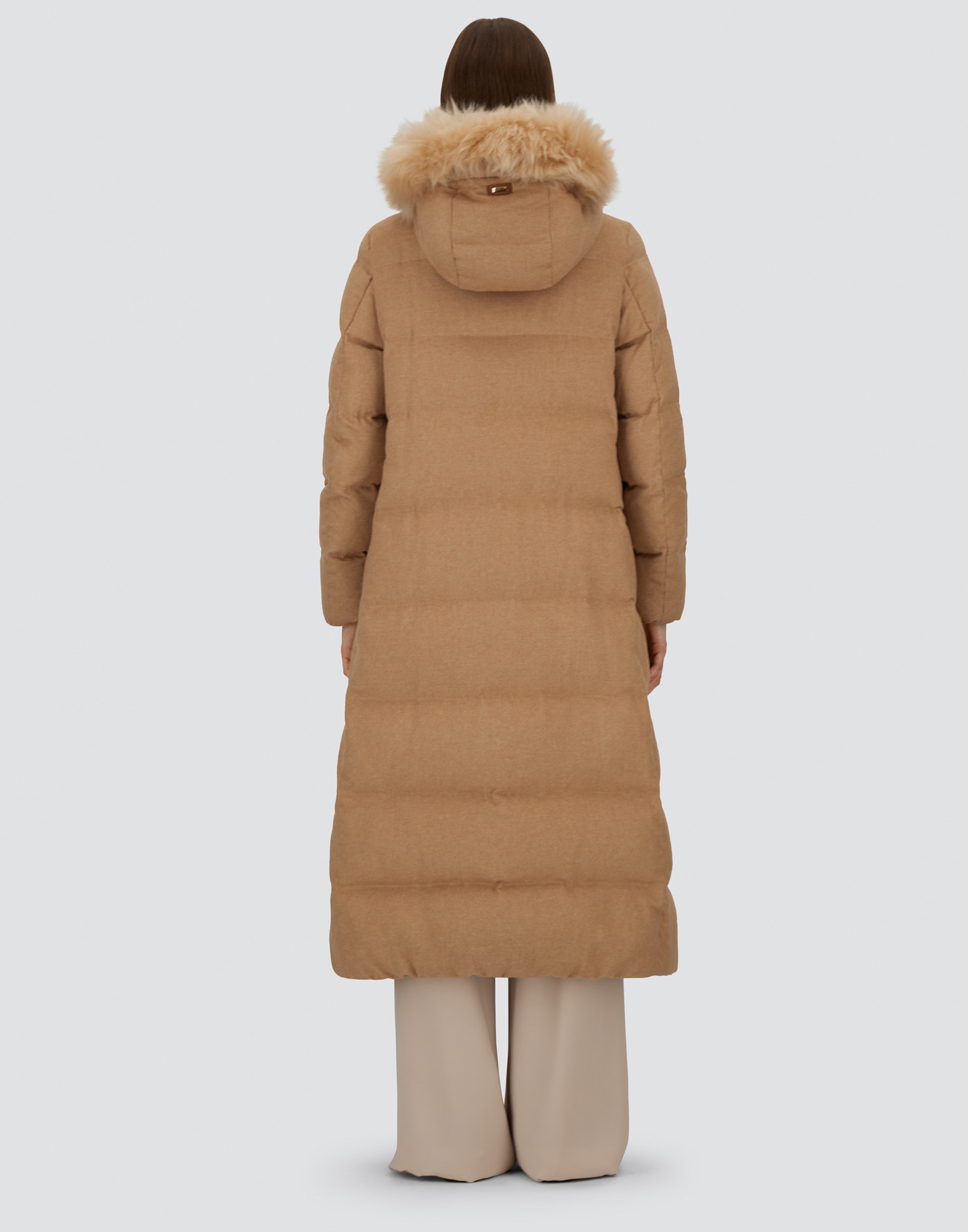 Herno Long Jacket In Cashmere, Silk And Monogram In Brown