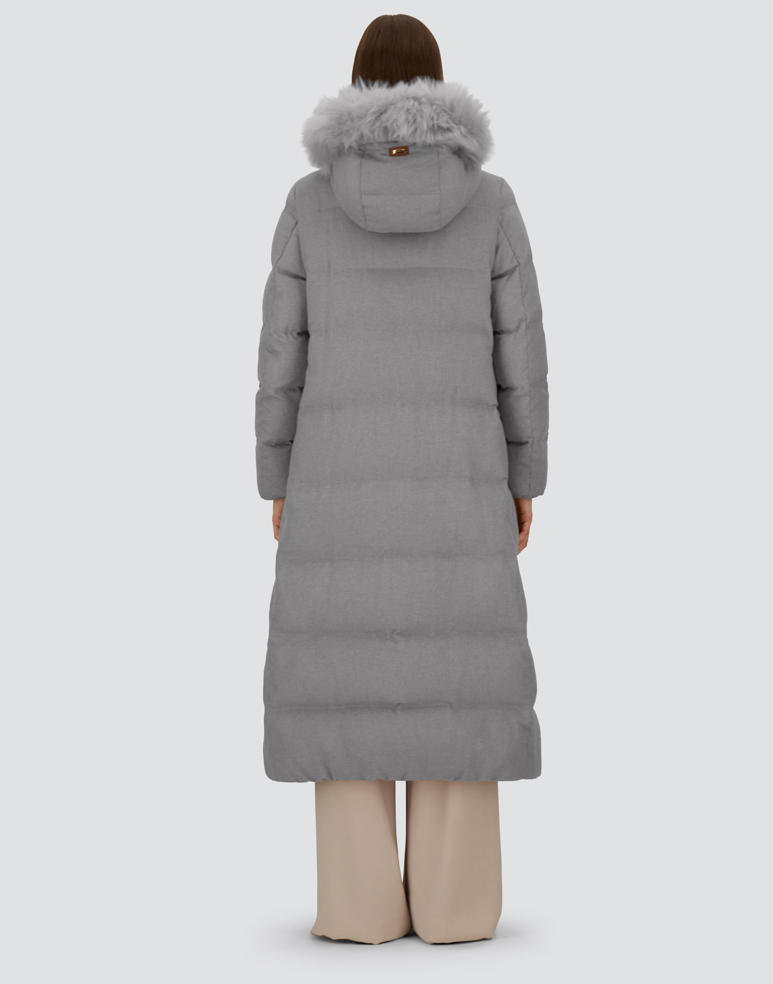 Herno Long Jacket In Cashmere, Silk And Monogram In Gray