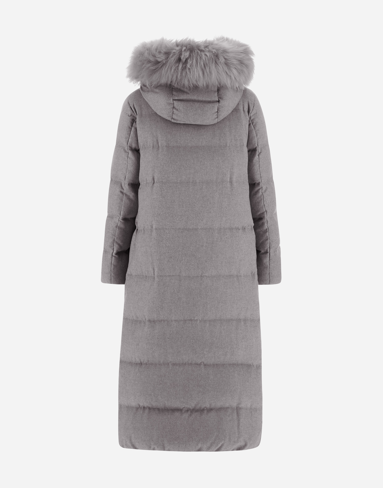 Herno Long Jacket In Cashmere, Silk And Monogram In Gray