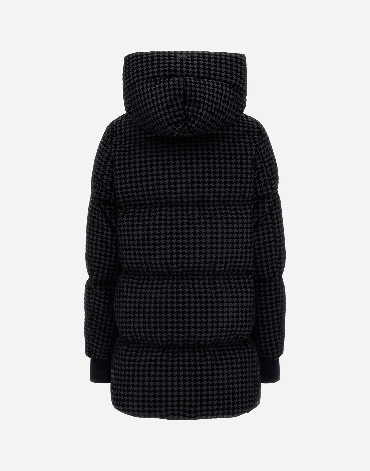 Herno Parka In Tech Houndstooth And 2-layer Windstopper In Black