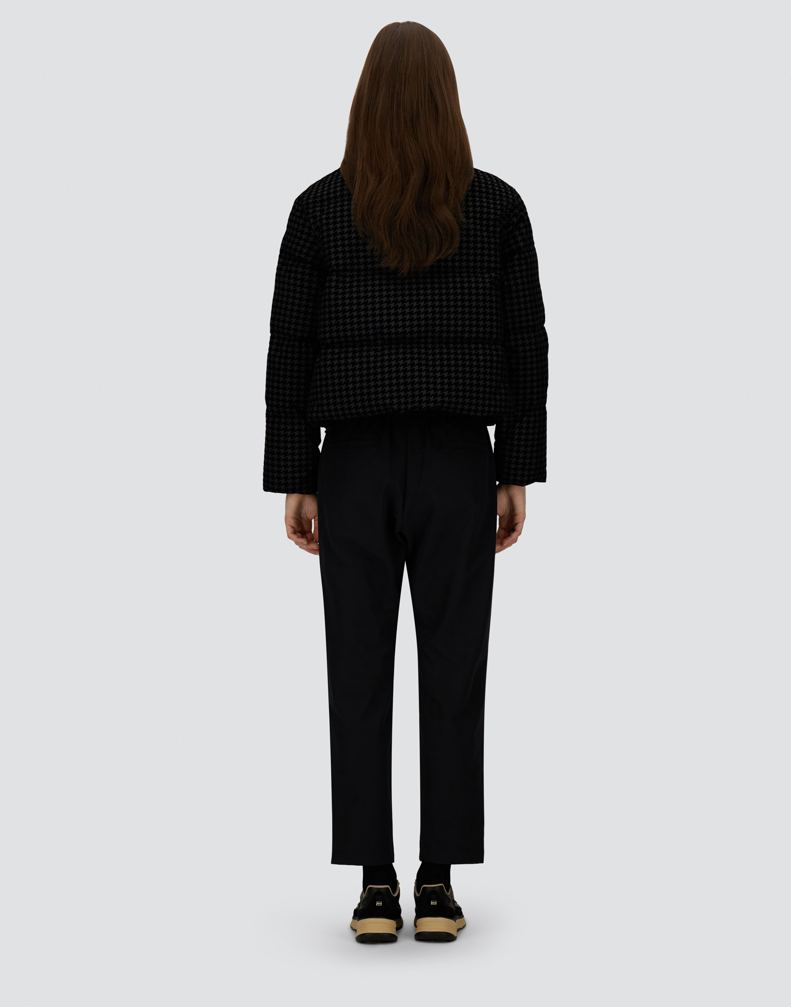 Herno Tech Pied De Poule And 2 Layer Windstopper Cape In Black