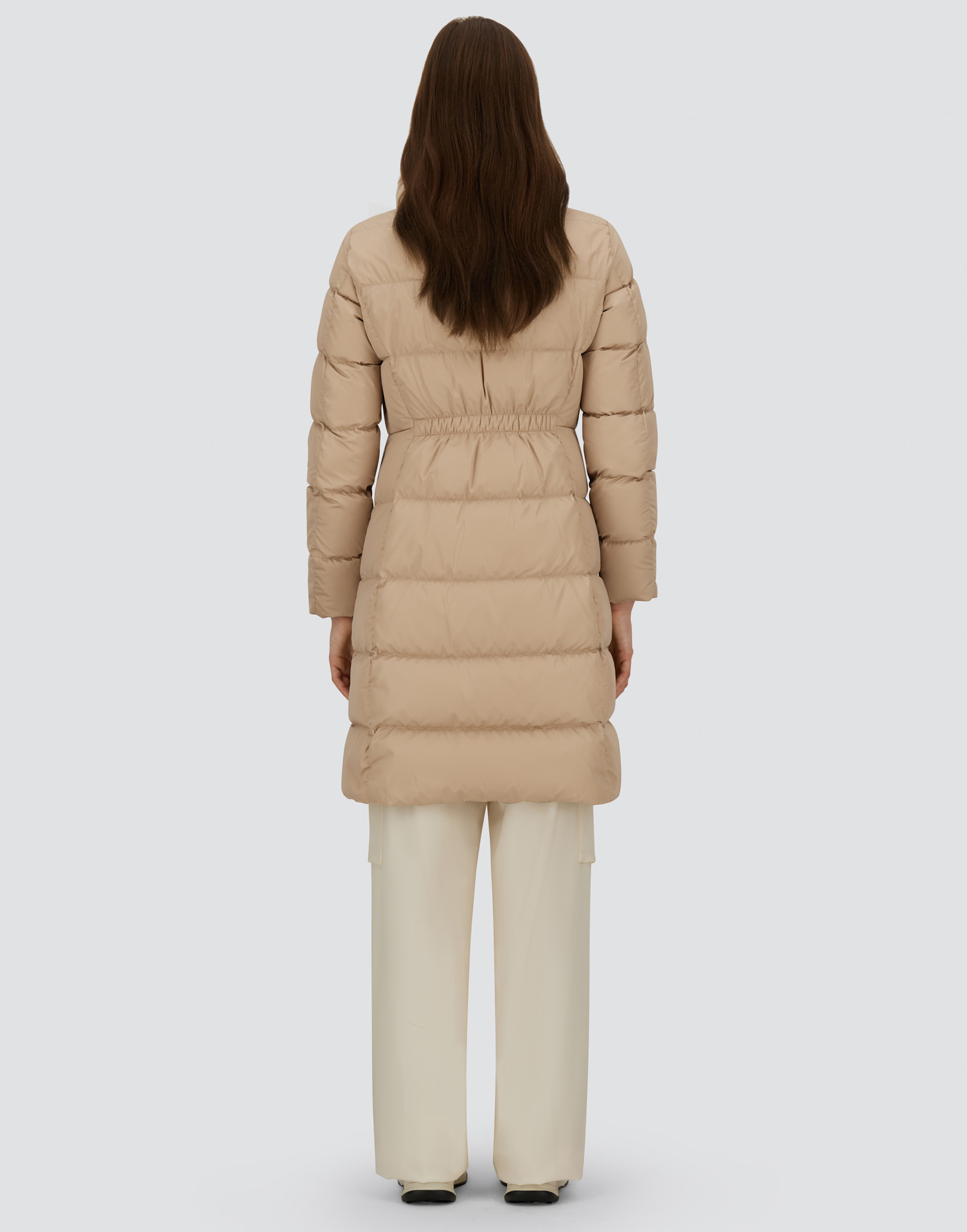 Herno Satin And Lady Alternative Fur Long Jacket In Brown