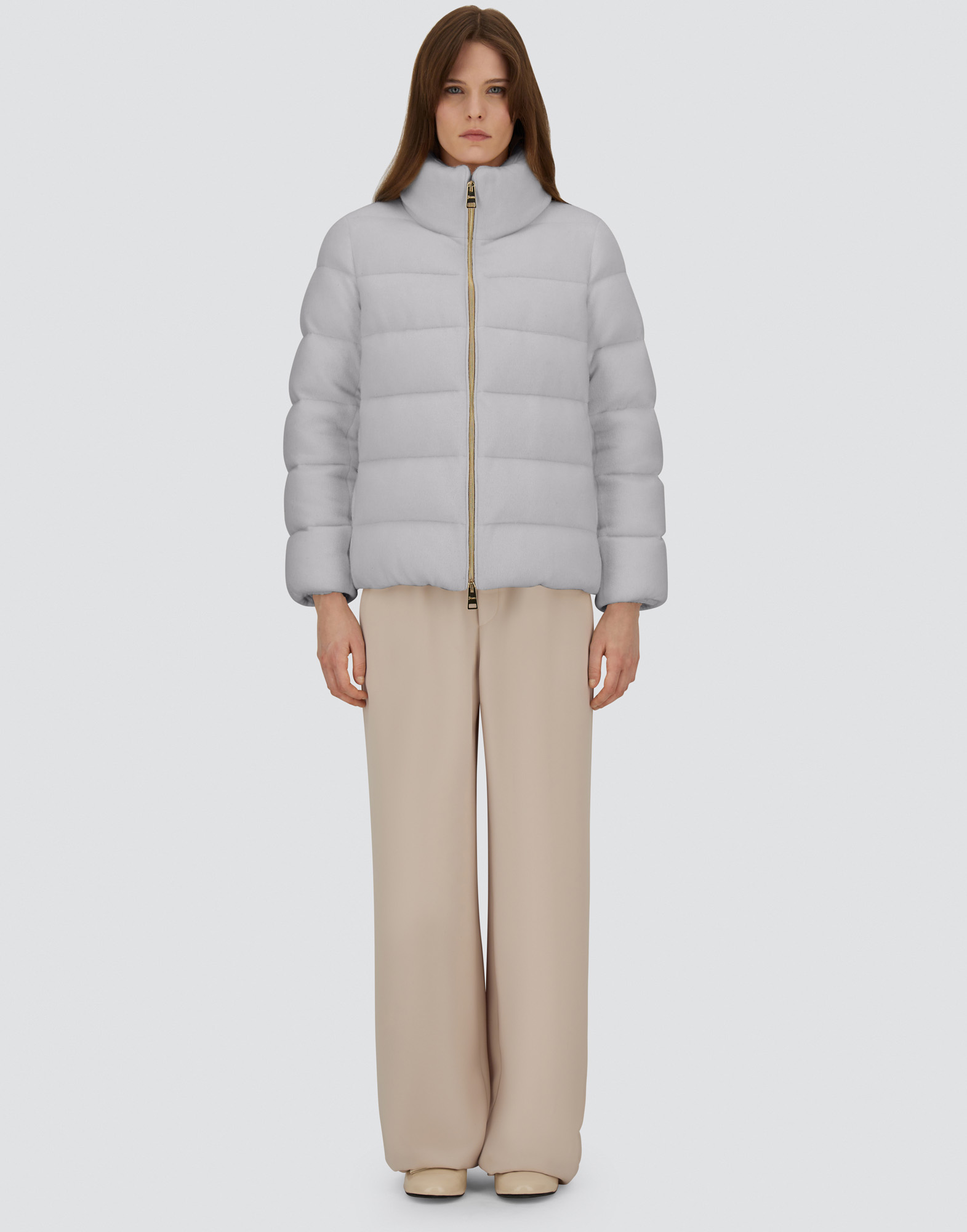 Herno Jacket In Shiny Knit Effect In Gray