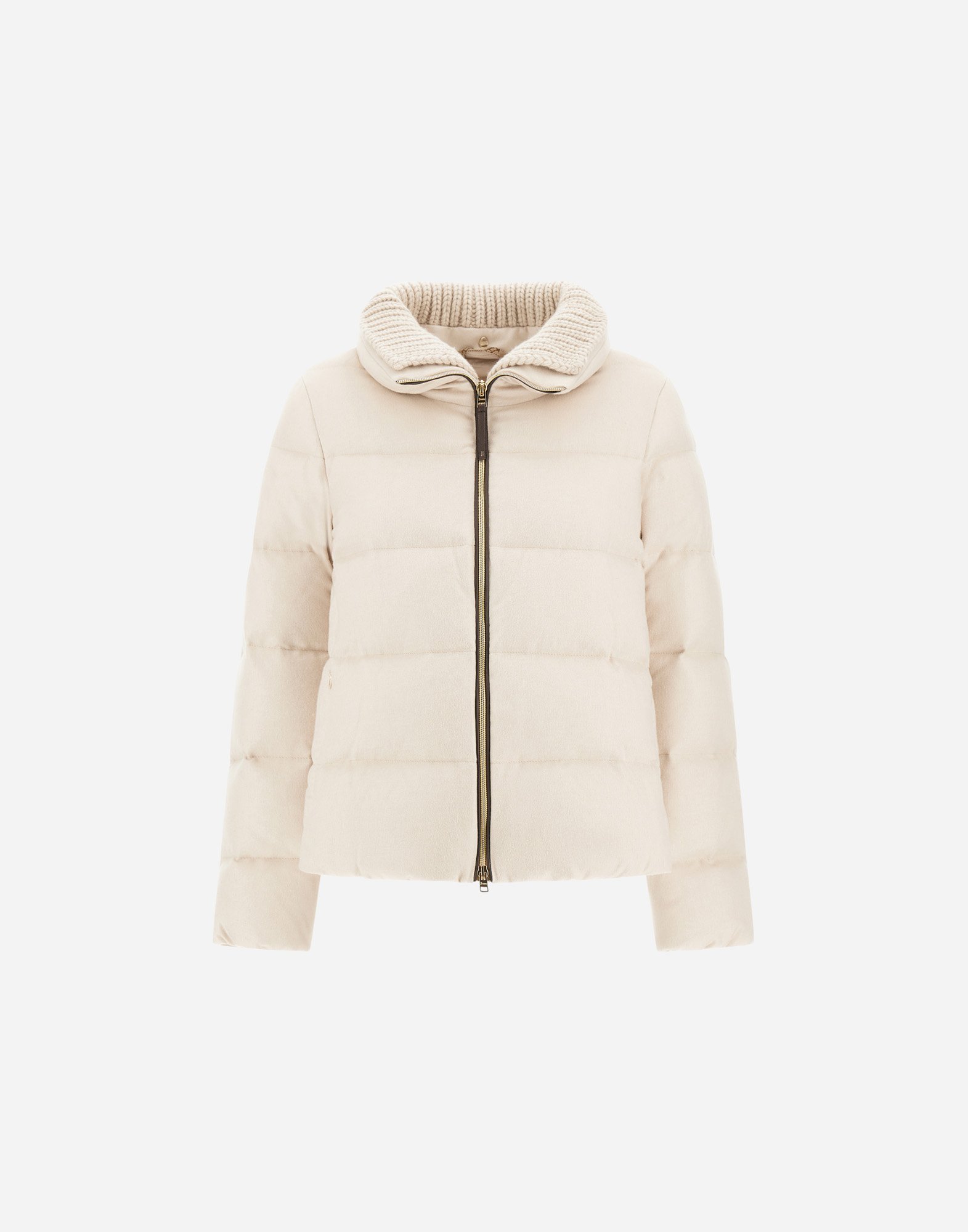 Herno Jacket In Cashmere, Silk And Monogram In White