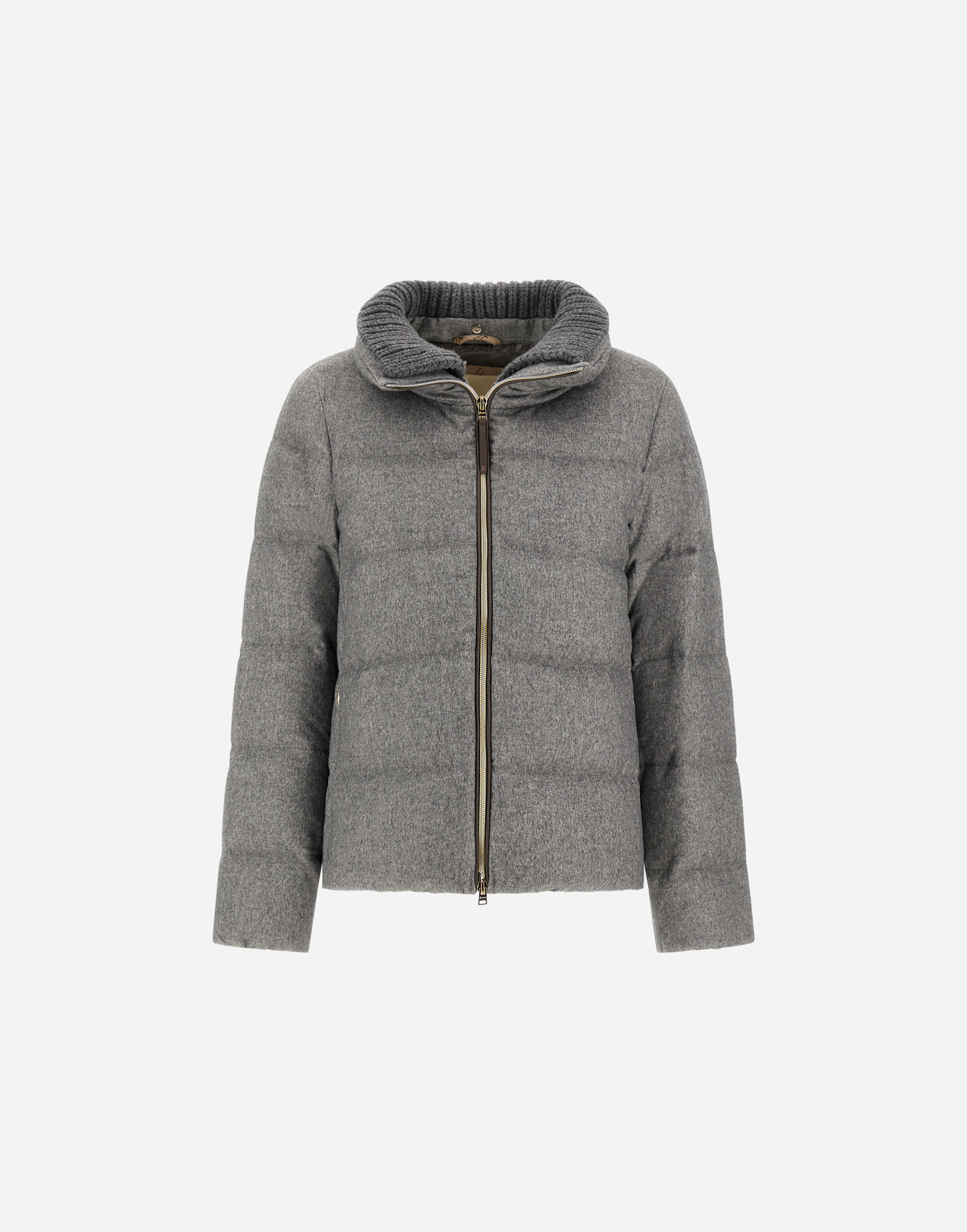 Herno Jacket In Cashmere, Silk And Monogram In Gray