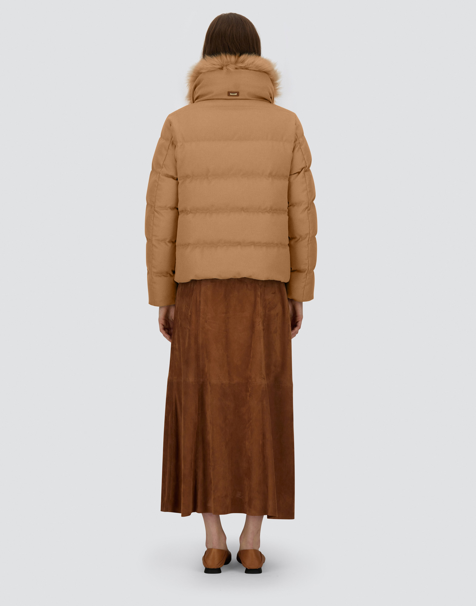 Herno Jacket In Cashmere, Silk And Monogram In Brown
