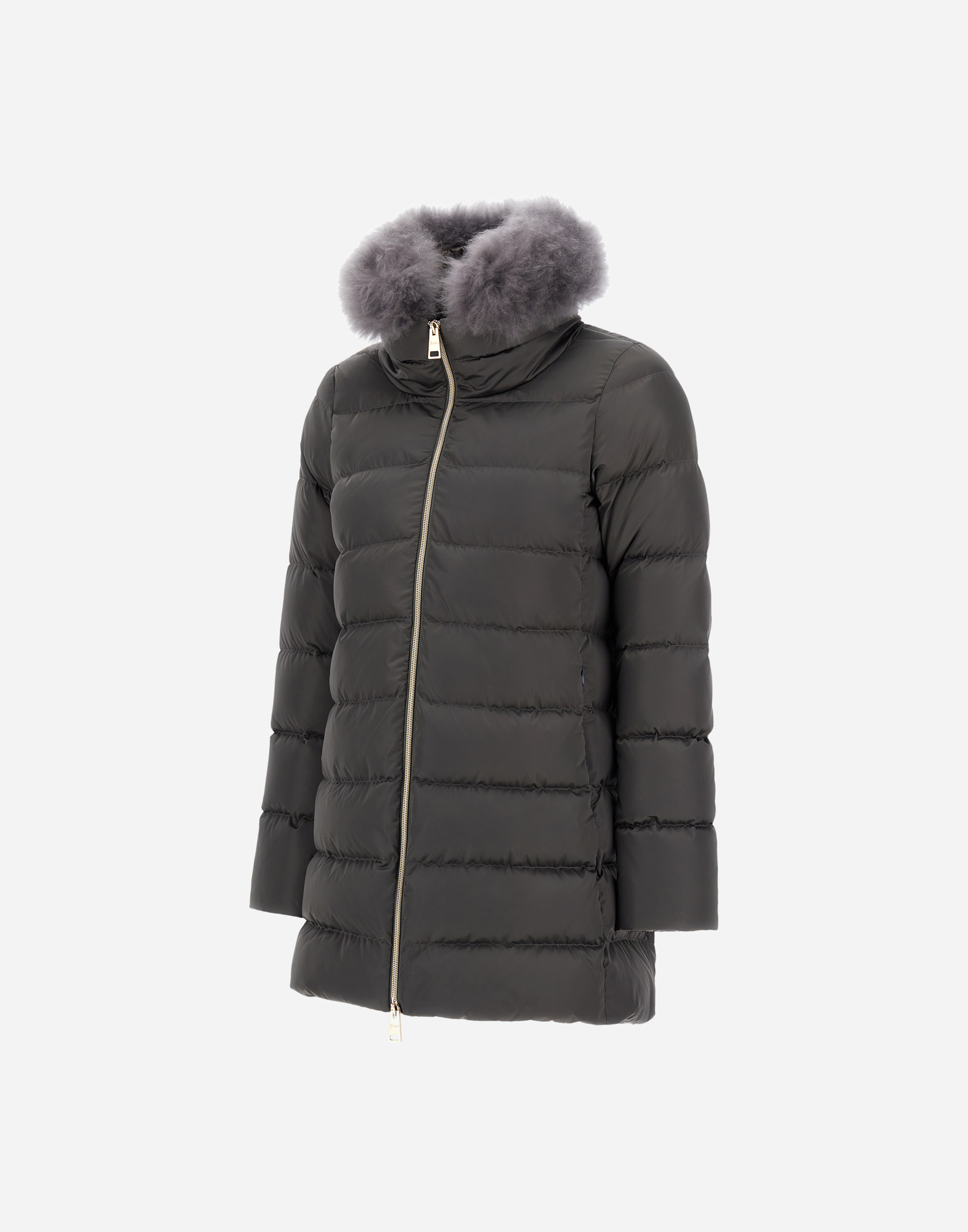 Herno A-shape Jacket In Satin In Gray