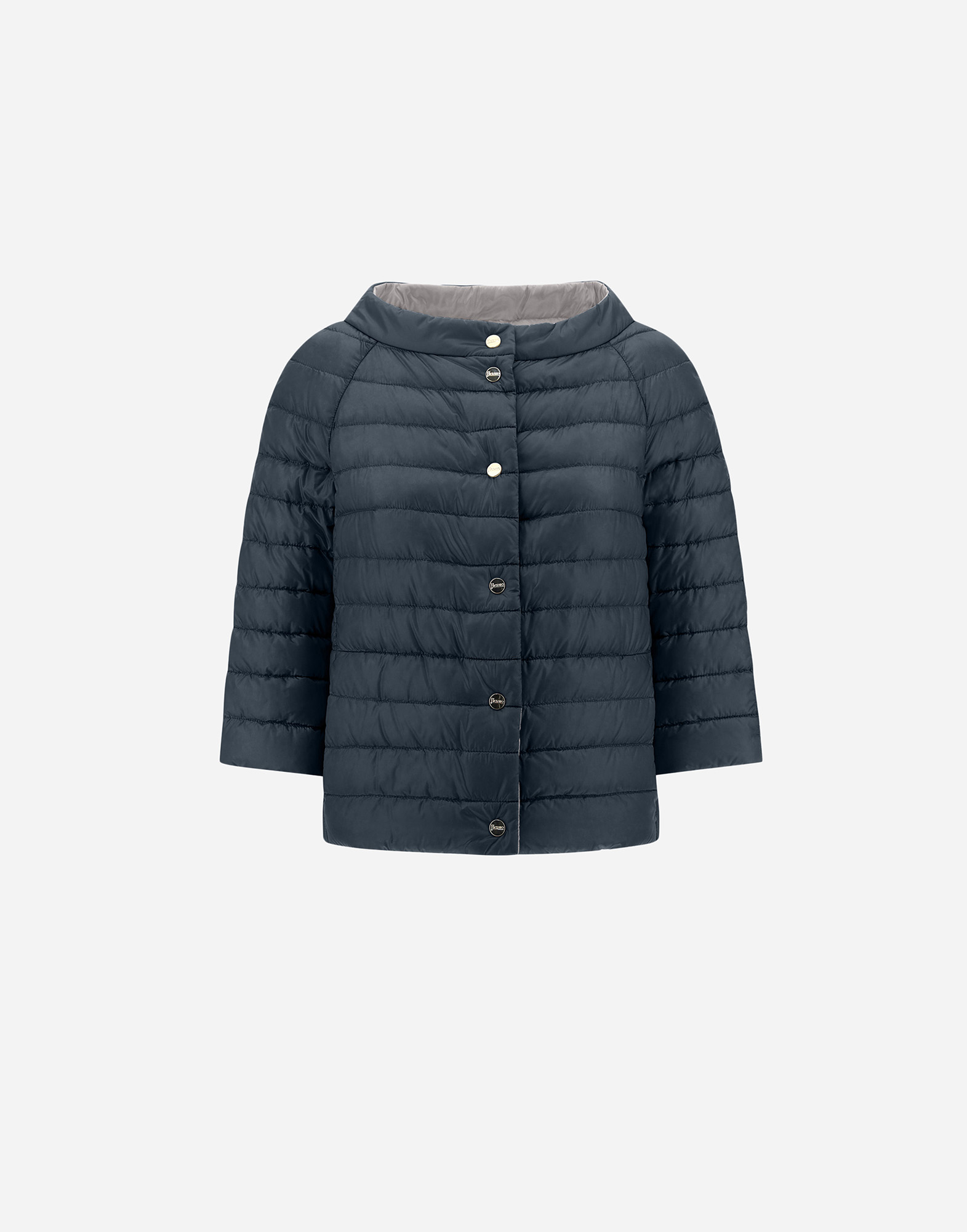 Herno Nylon Ultralight Reversible Cape In Blue Grey