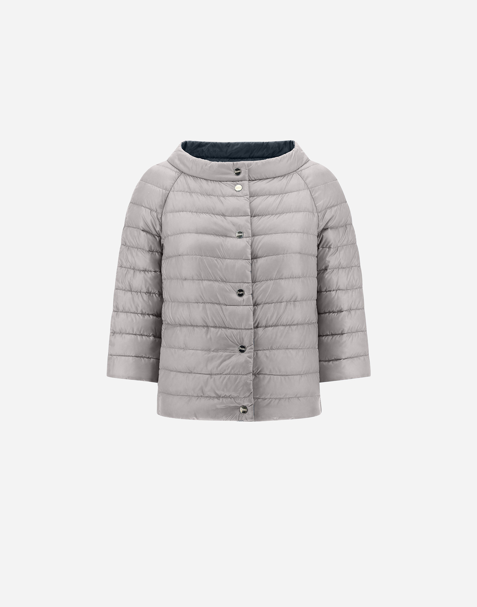 Herno Nylon Ultralight Reversible Cape In Blue Grey