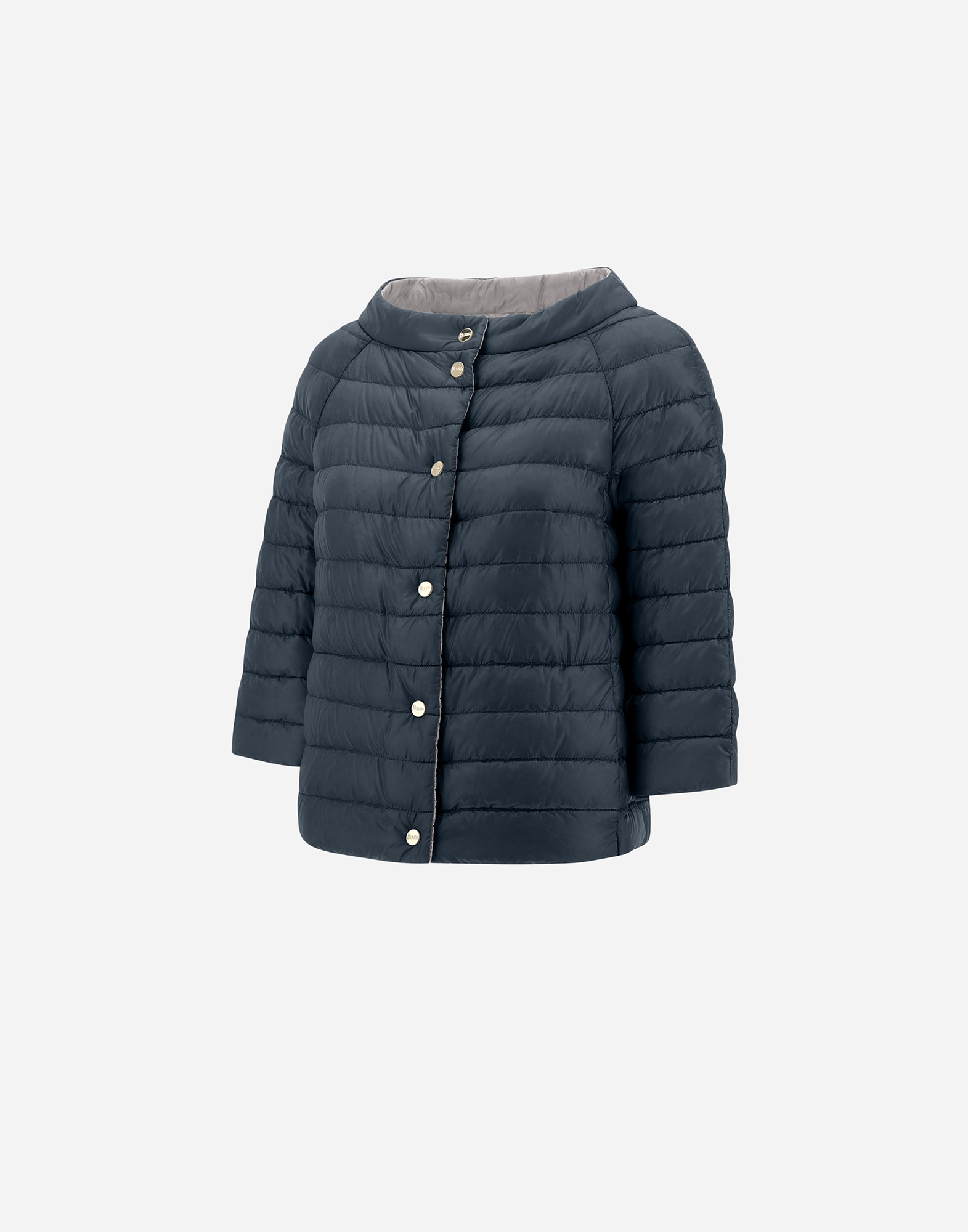 Herno Nylon Ultralight Reversible Cape In Blue Grey
