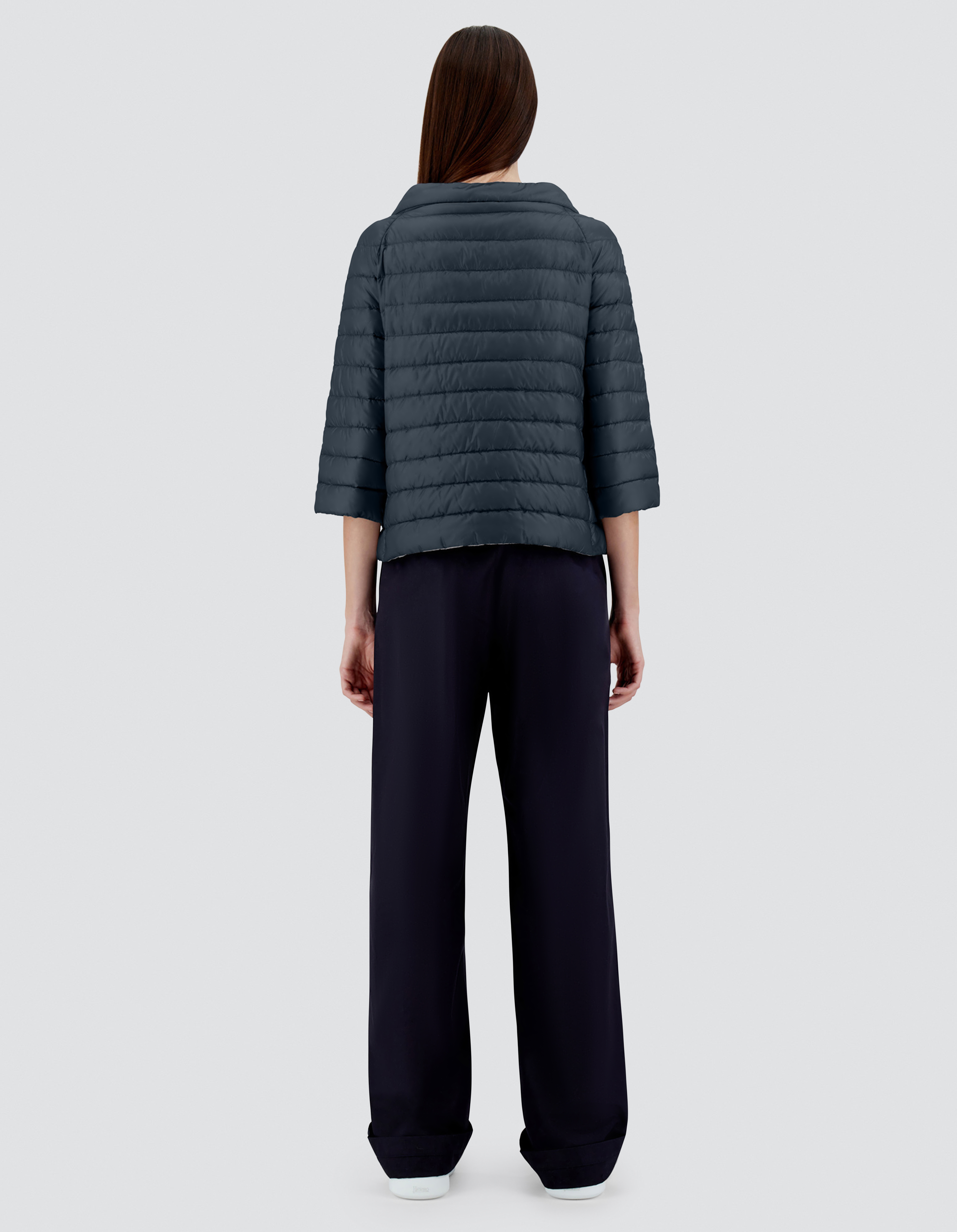 Herno Nylon Ultralight Reversible Cape In Blue Grey