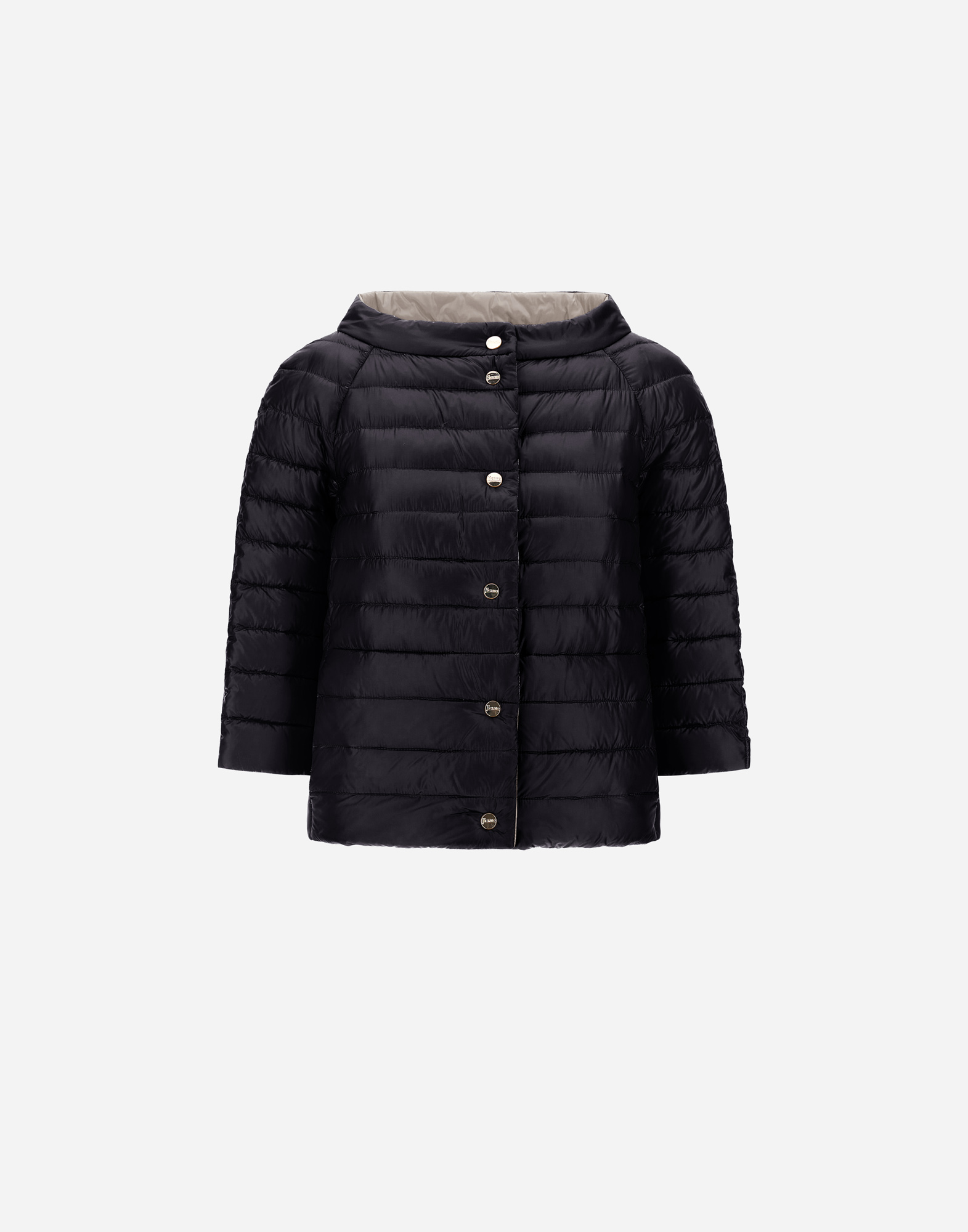 Shop Herno Reversible Cape Nylon Ultralight In Black/grey