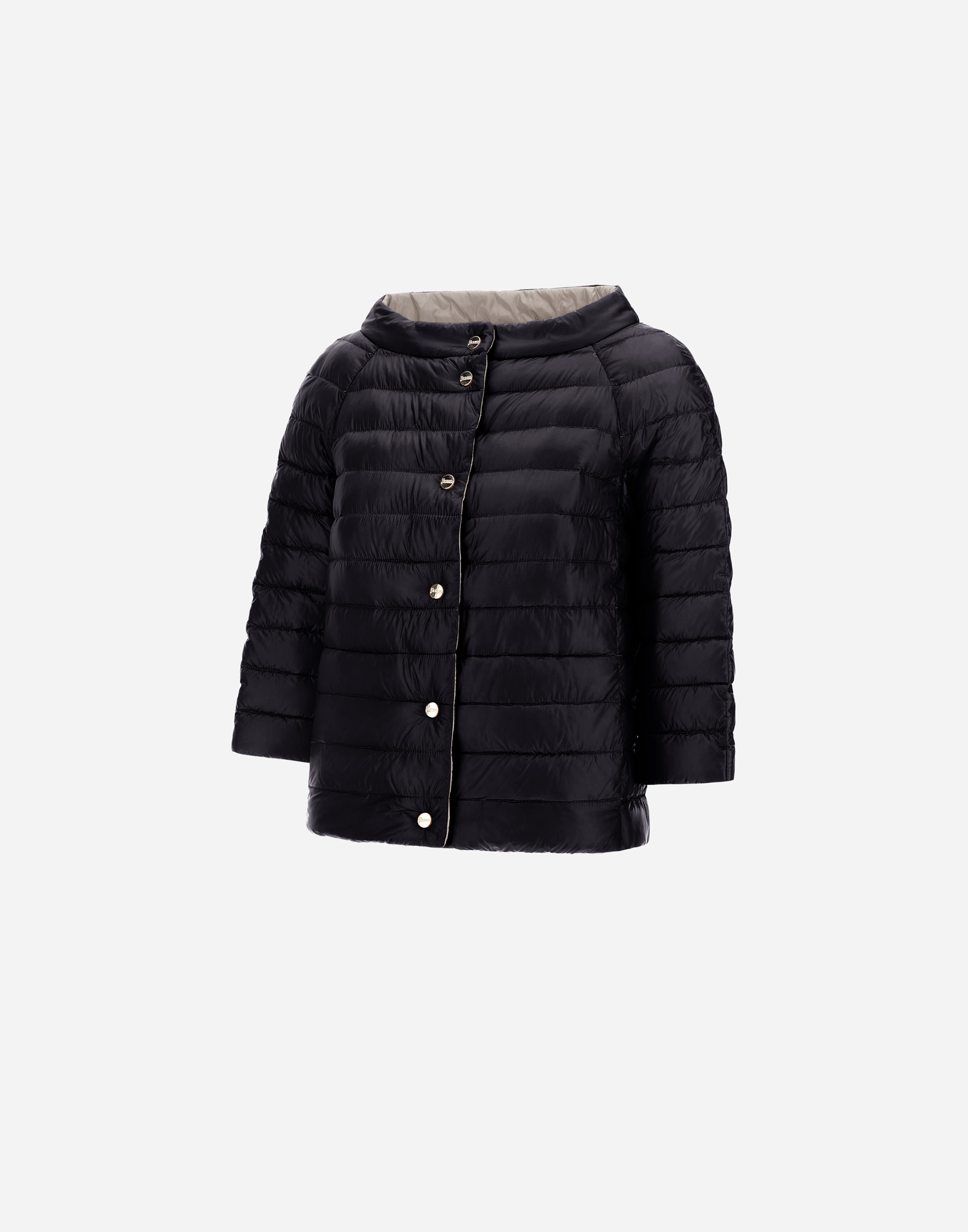 Shop Herno Reversible Cape Nylon Ultralight In Black/grey