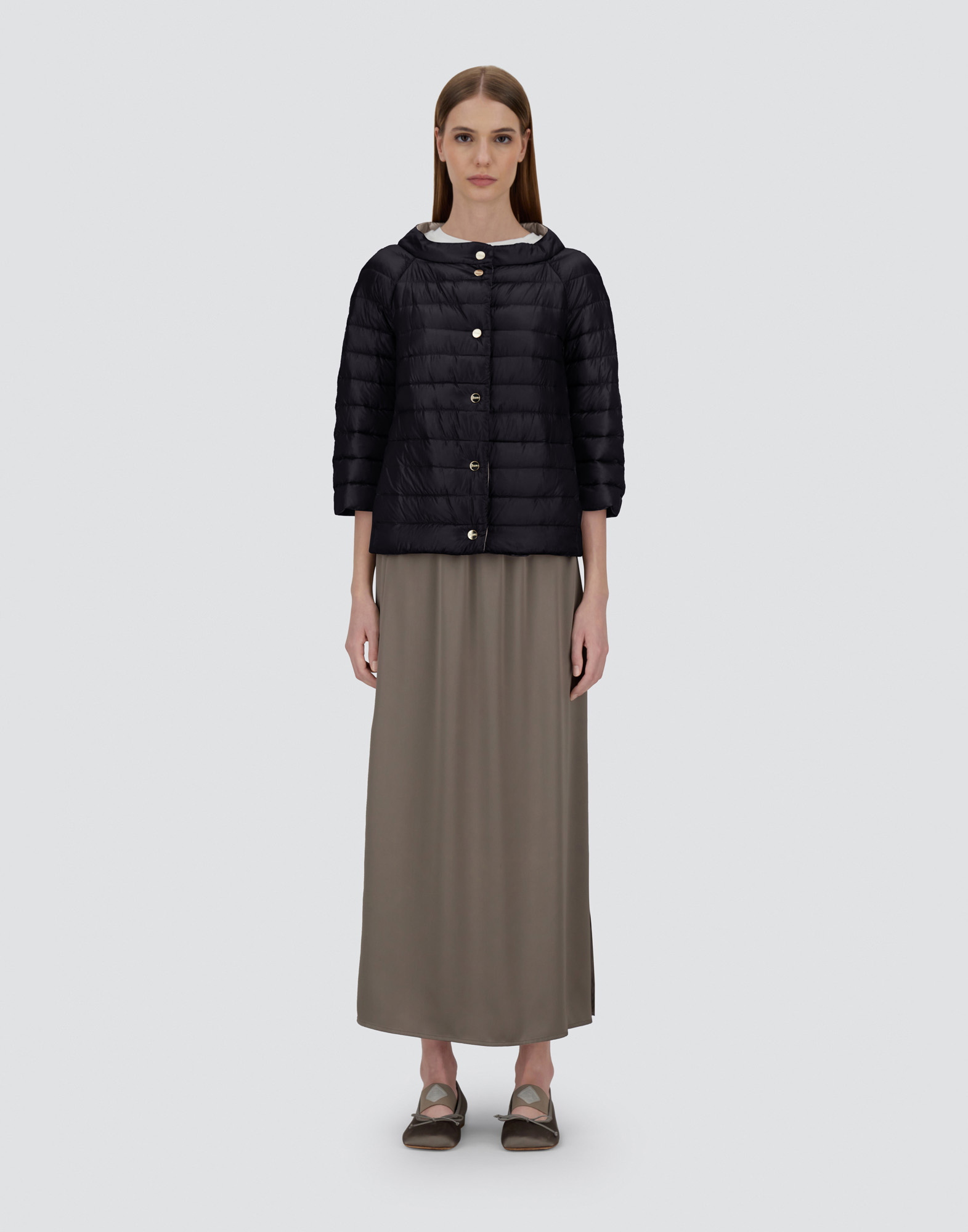 Shop Herno Reversible Cape Nylon Ultralight In Black/grey