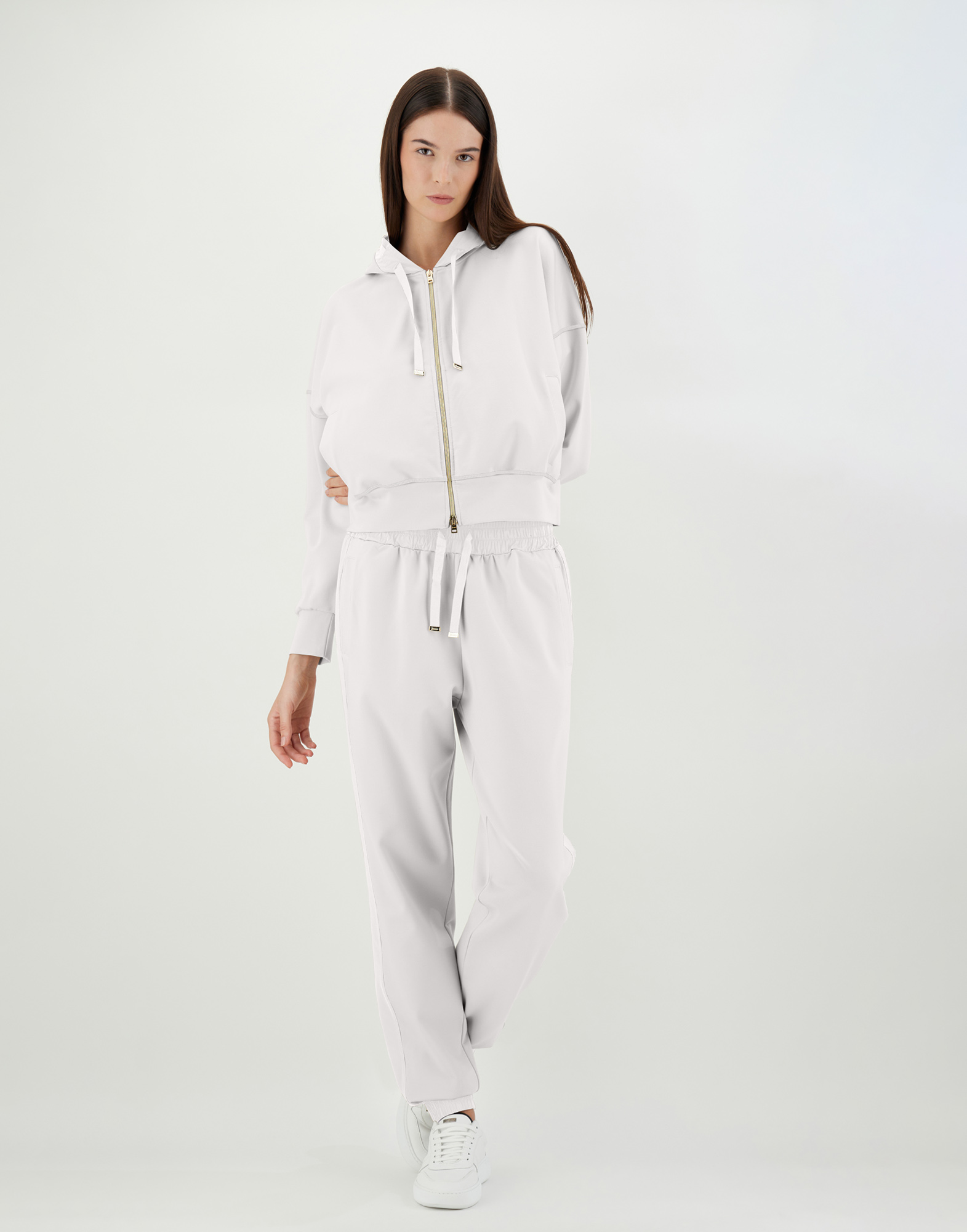 Shop Herno Viscose Sweater And Techno Taffetà Trousers In White