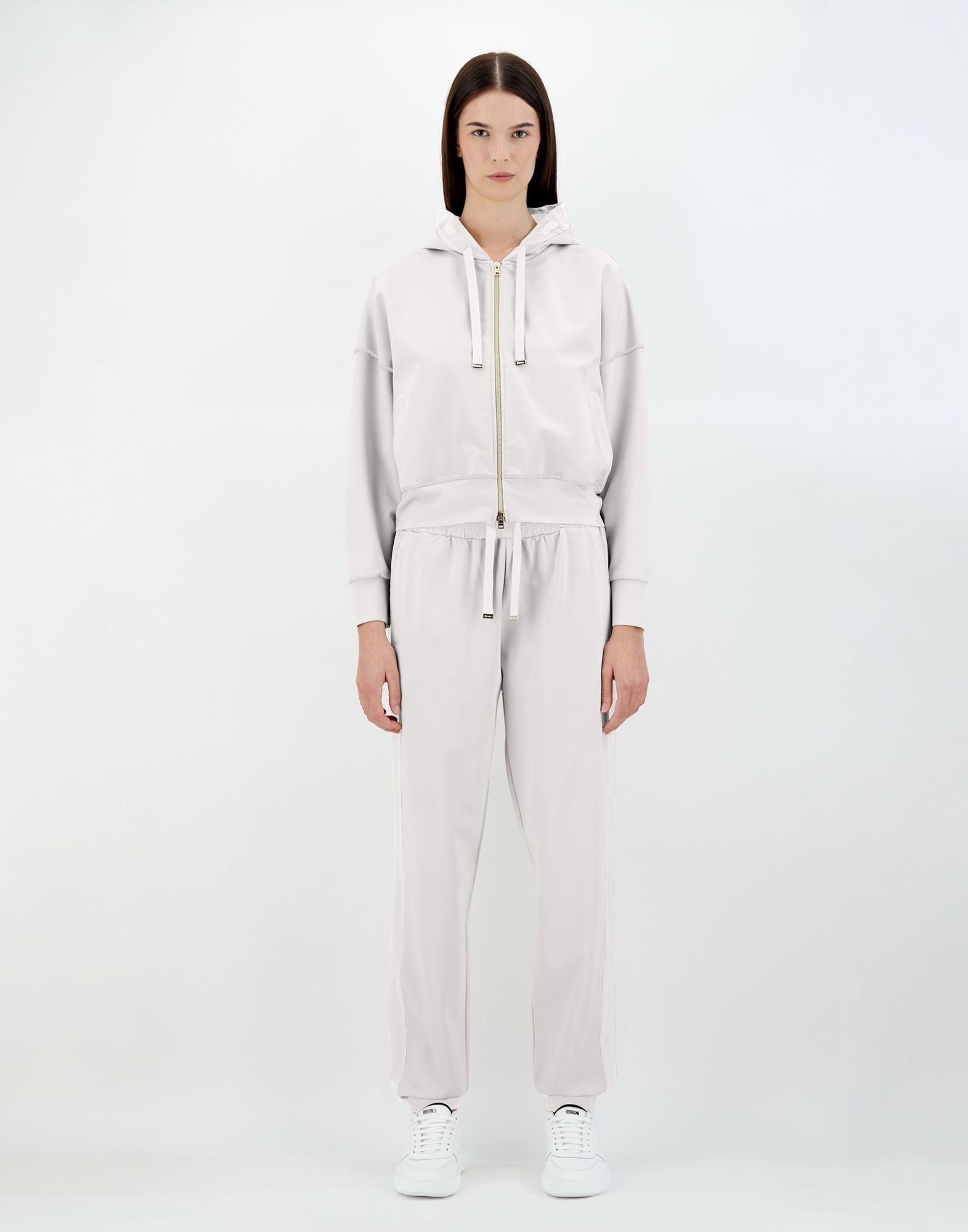 Shop Herno Viscose Sweater And Techno Taffetà Trousers In White