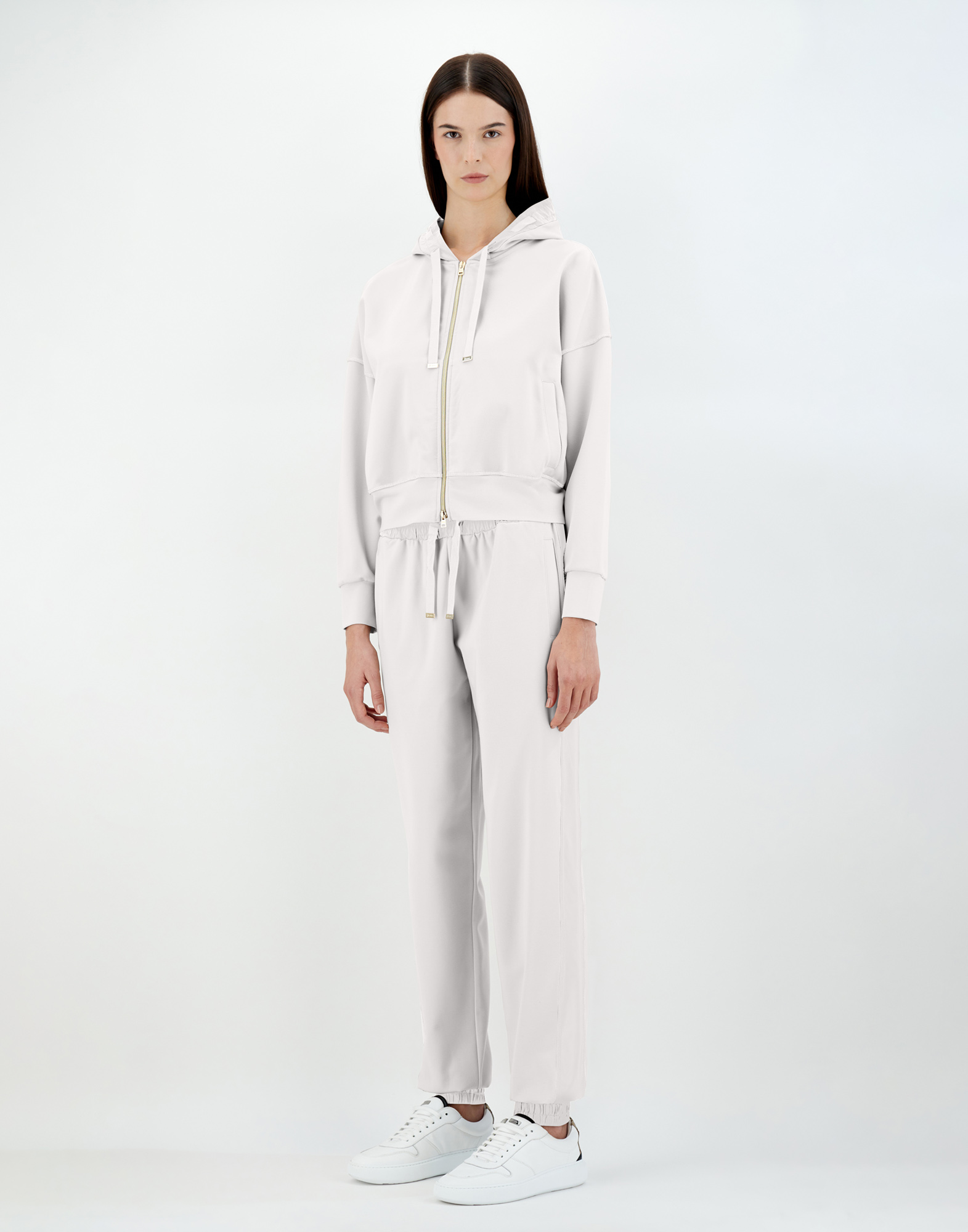 Shop Herno Viscose Sweater And Techno Taffetà Trousers In White