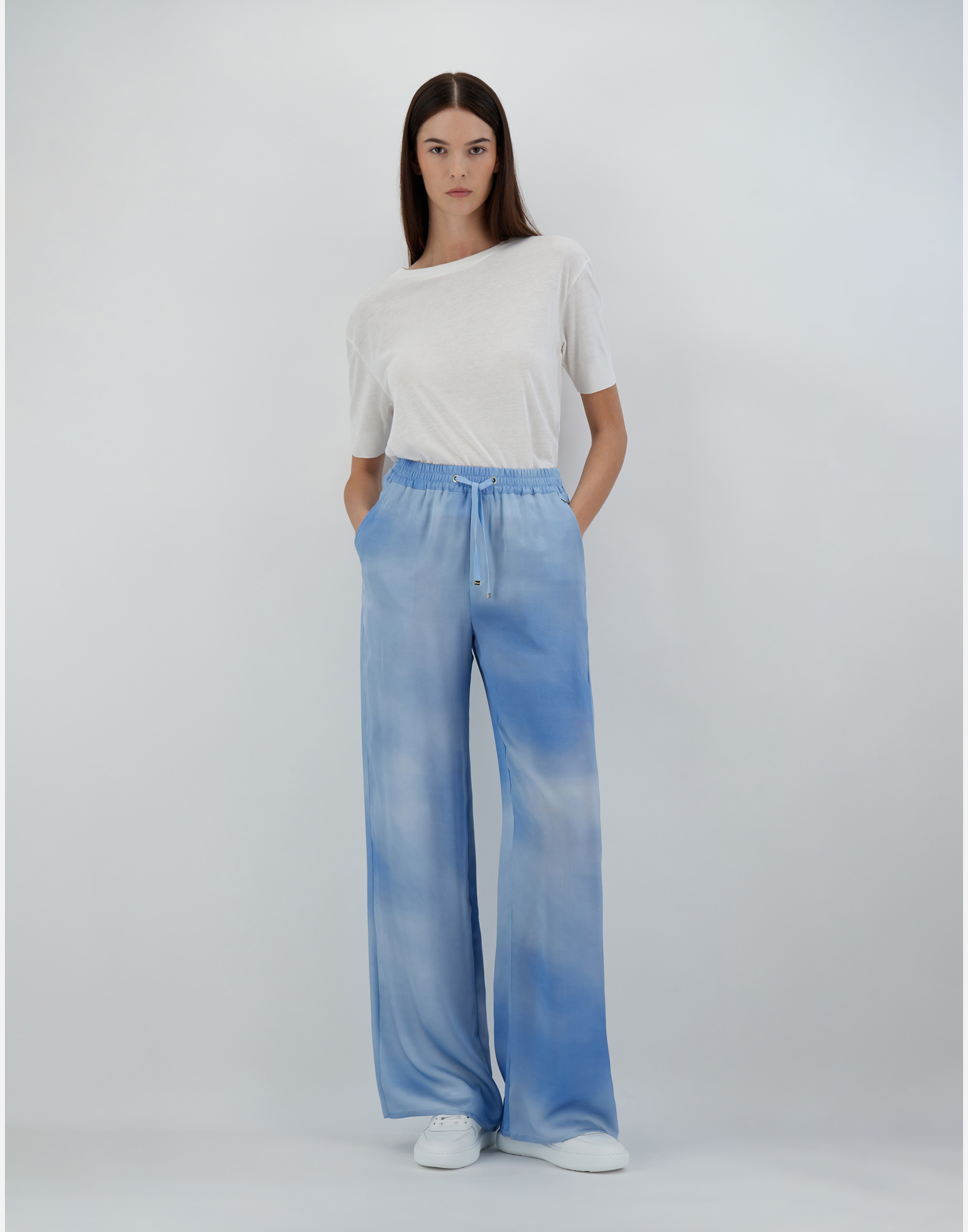 Herno Cloud Silk Trousers In Light Blue