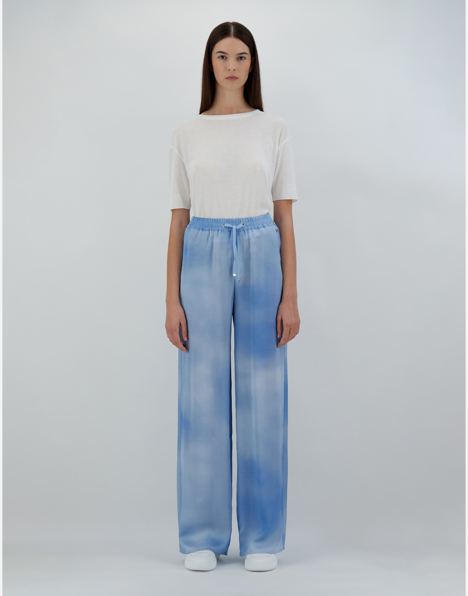 Herno Cloud Silk Trousers In Light Blue