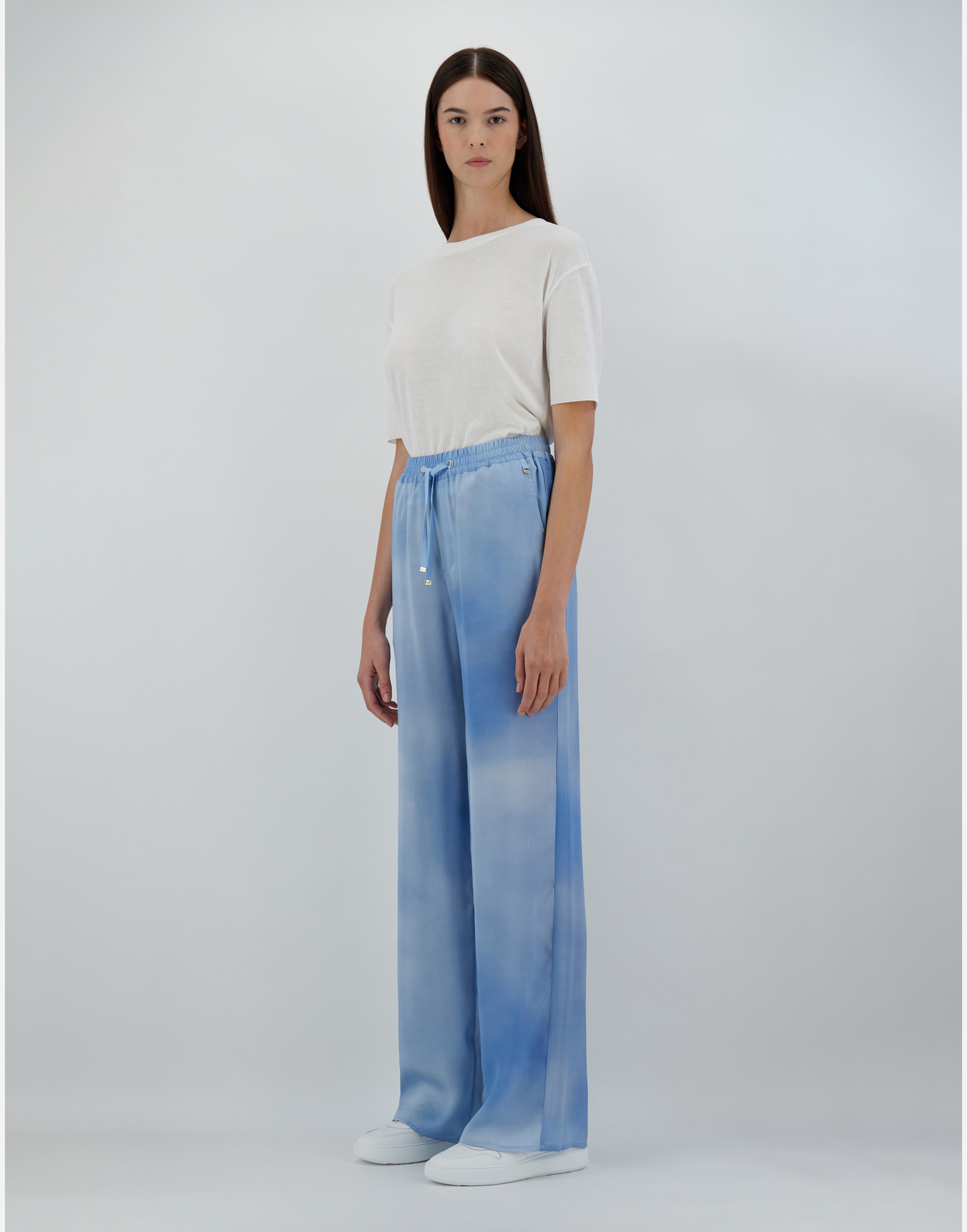 Herno Cloud Silk Trousers In Light Blue