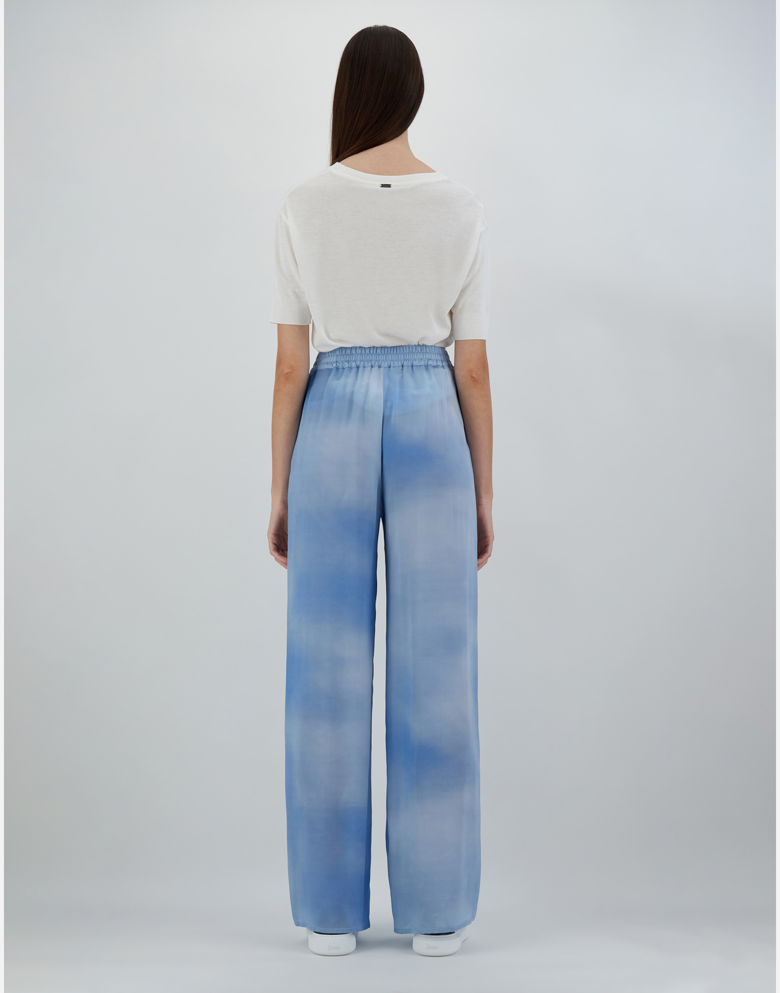 Herno Cloud Silk Trousers In Light Blue
