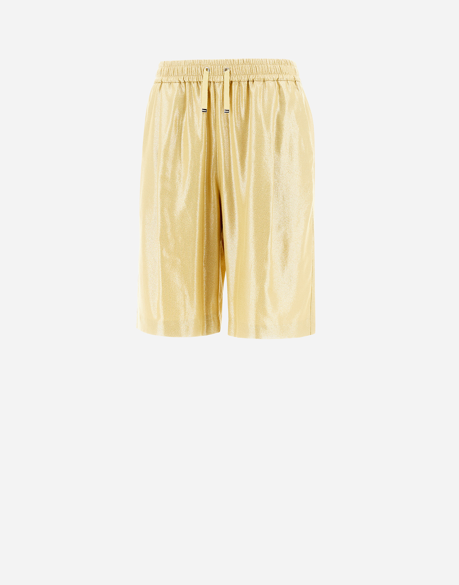 Herno Metallic Effect Shorts In Golden