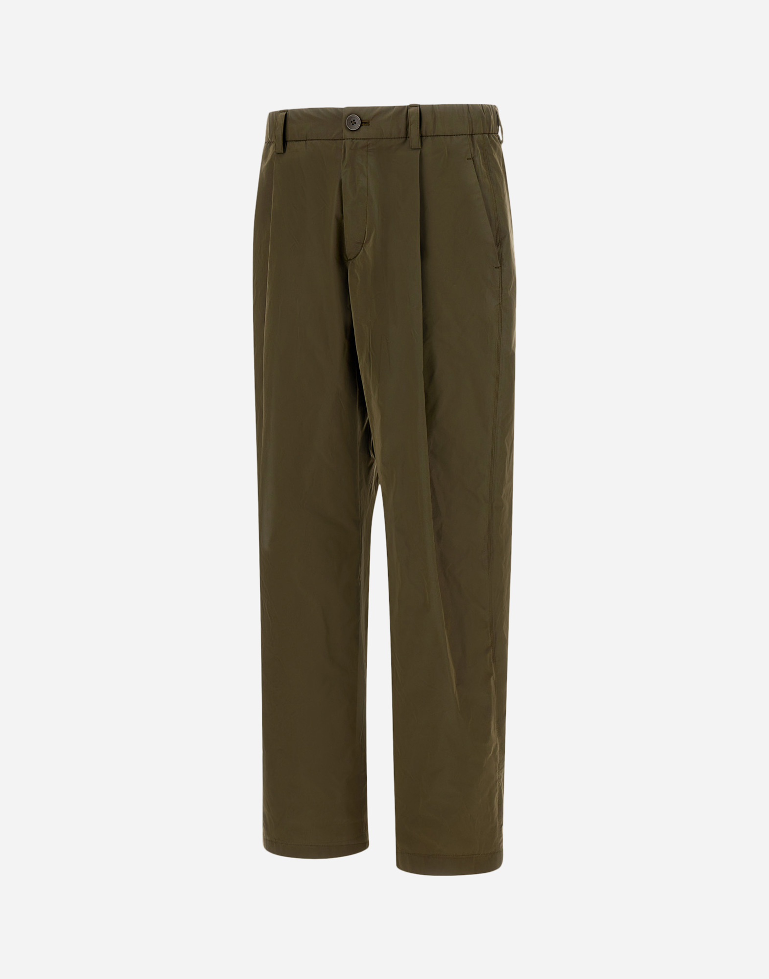 Herno New Techno Taffeta Trousers In Military Green
