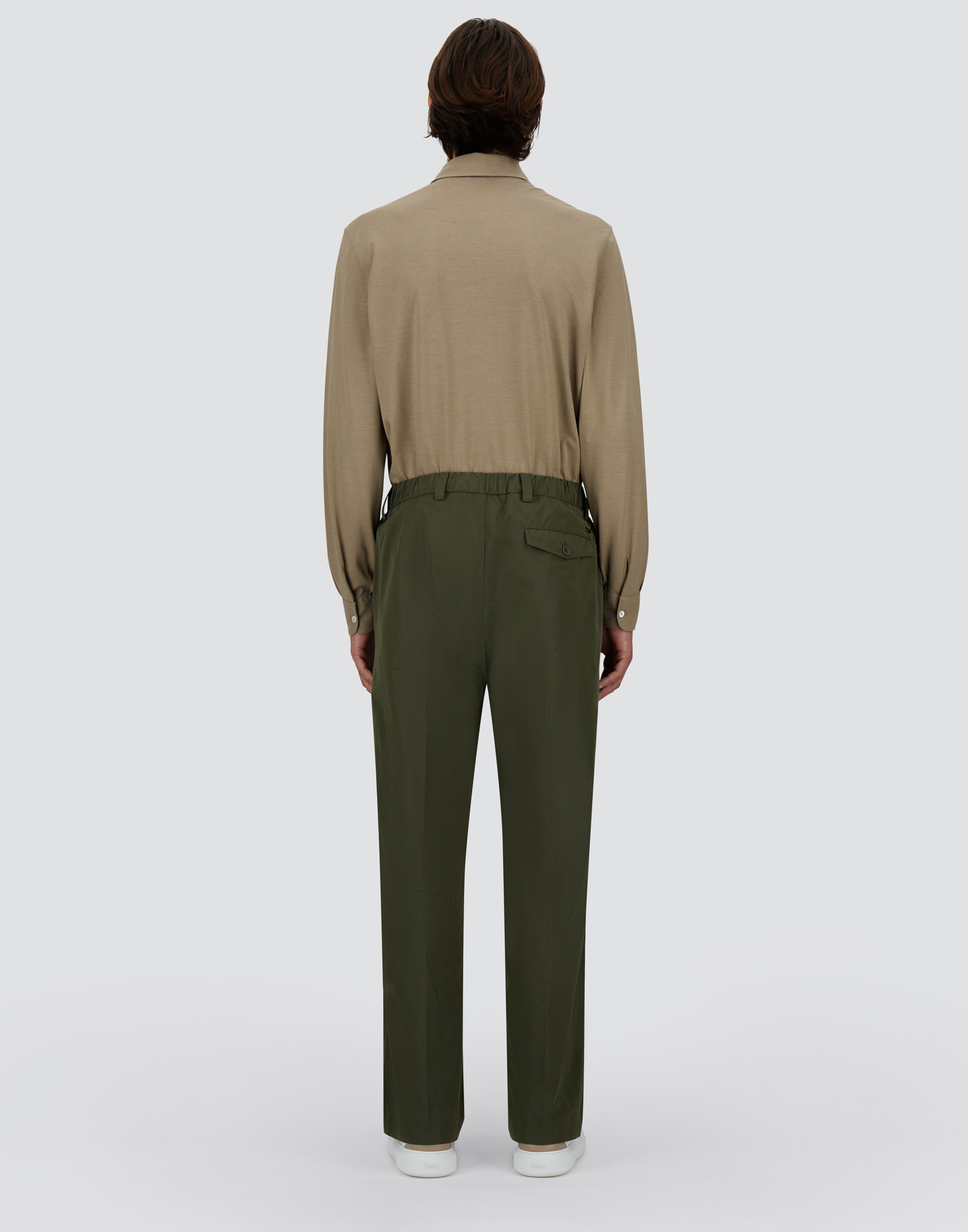 Herno New Techno Taffeta Trousers In Military Green