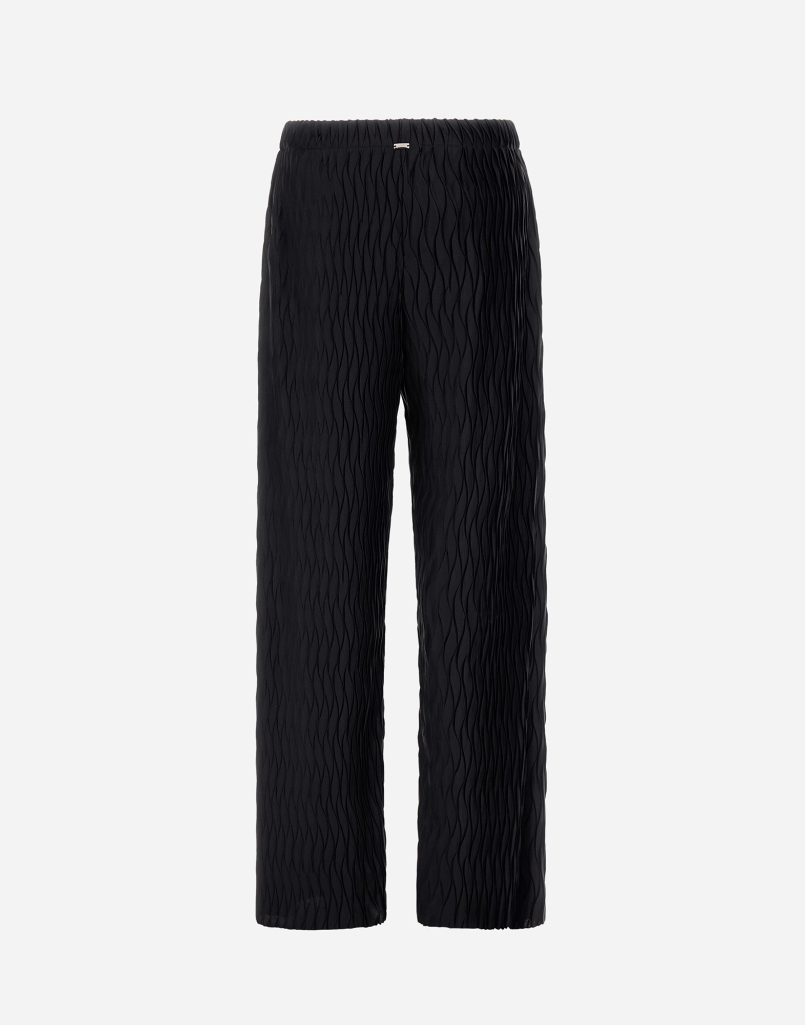 Herno Black Trousers With Wavy Pattern And Drawstring Waist In Black