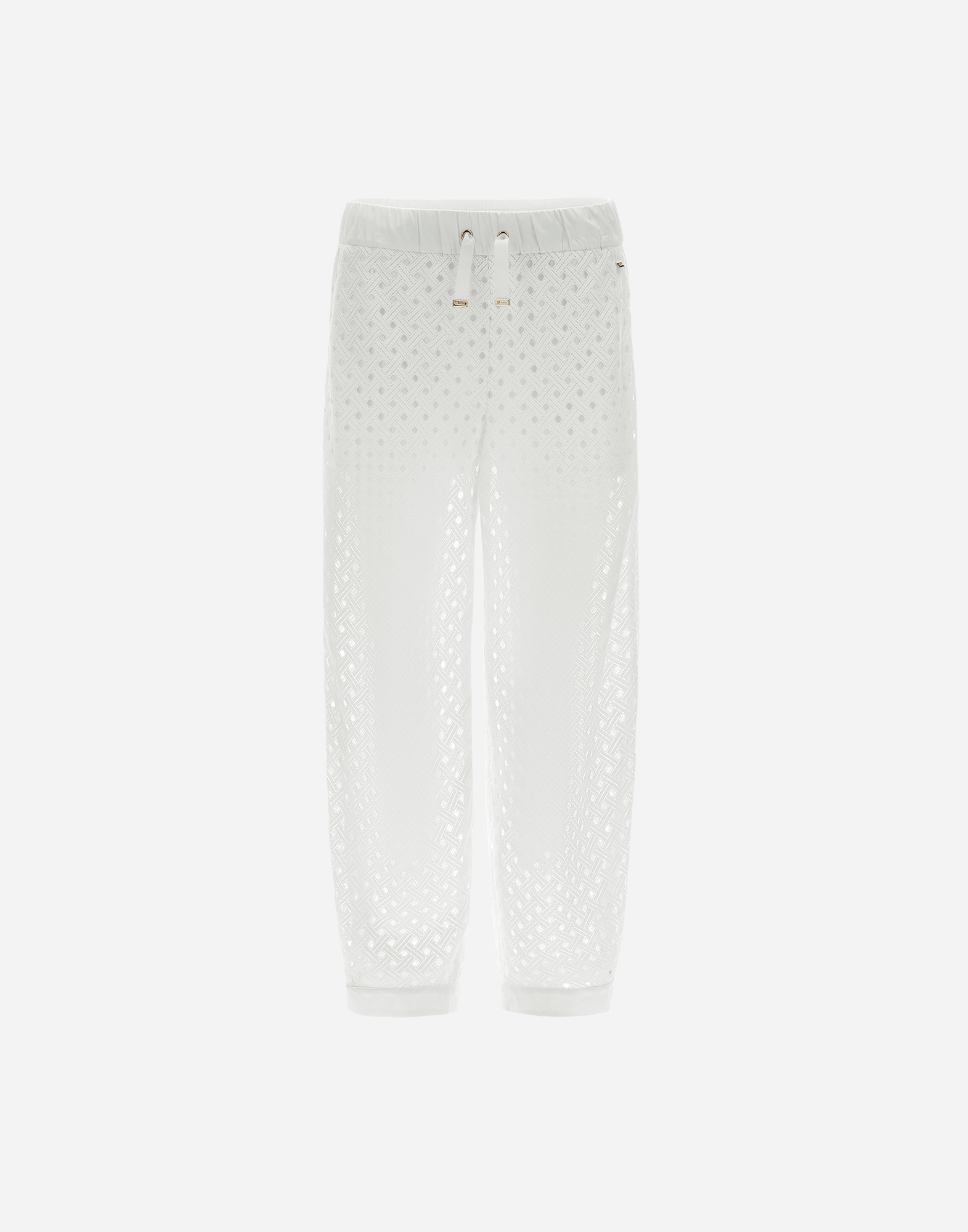 Herno Trousers In Crochet Lace And New Techno Taffeta In White