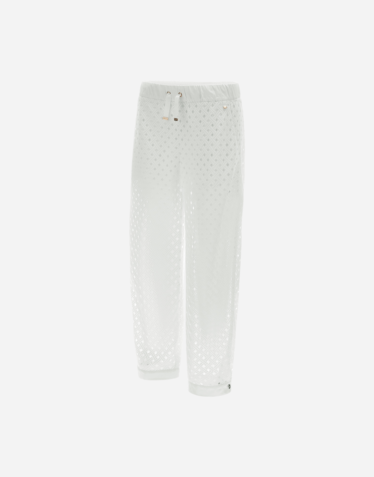 Herno Trousers In Crochet Lace And New Techno Taffeta In White