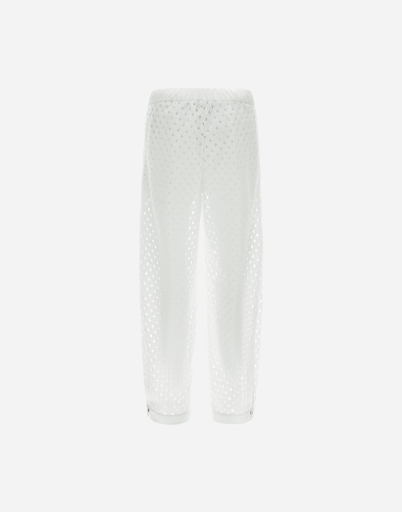 Herno Trousers In Crochet Lace And New Techno Taffeta In White