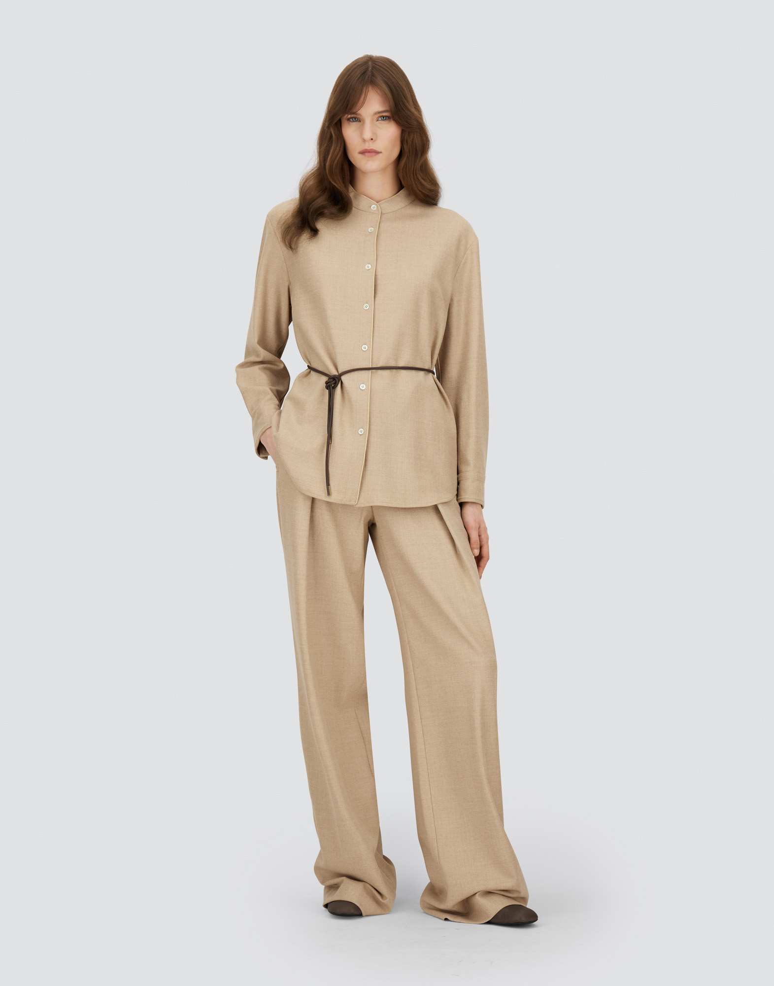 Herno Bi-stretch Lurex Wool Trousers In Neutral