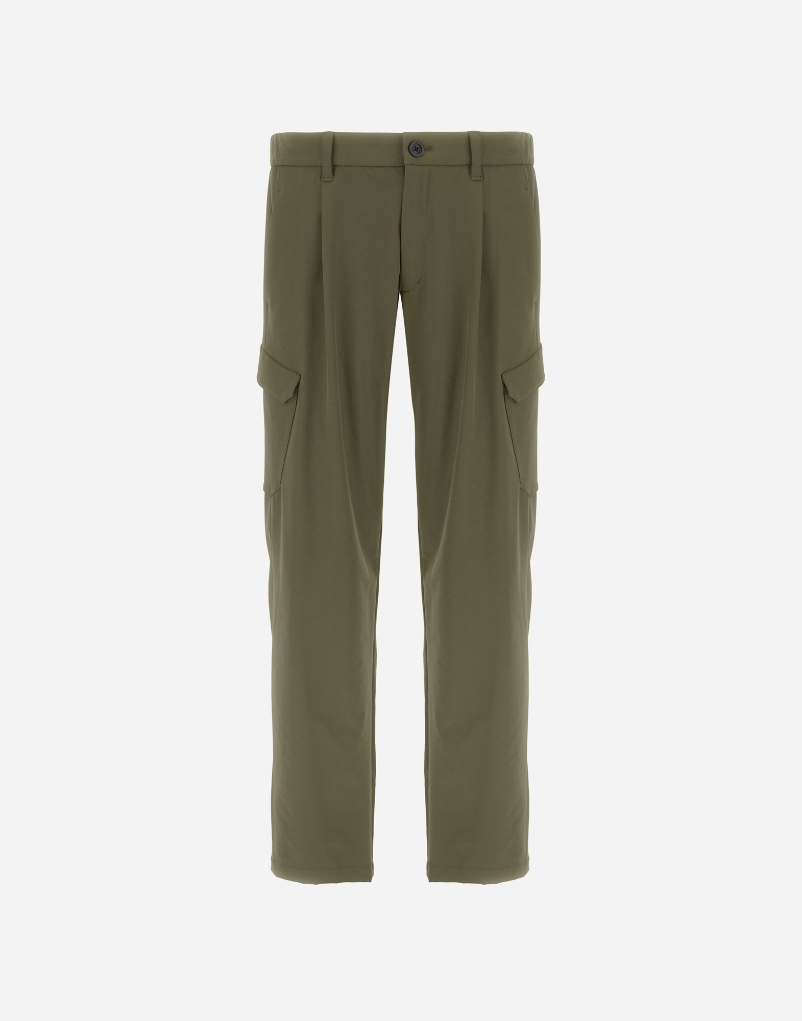 Herno Light Comfort Stretch Woven Cargo Trousers In Green