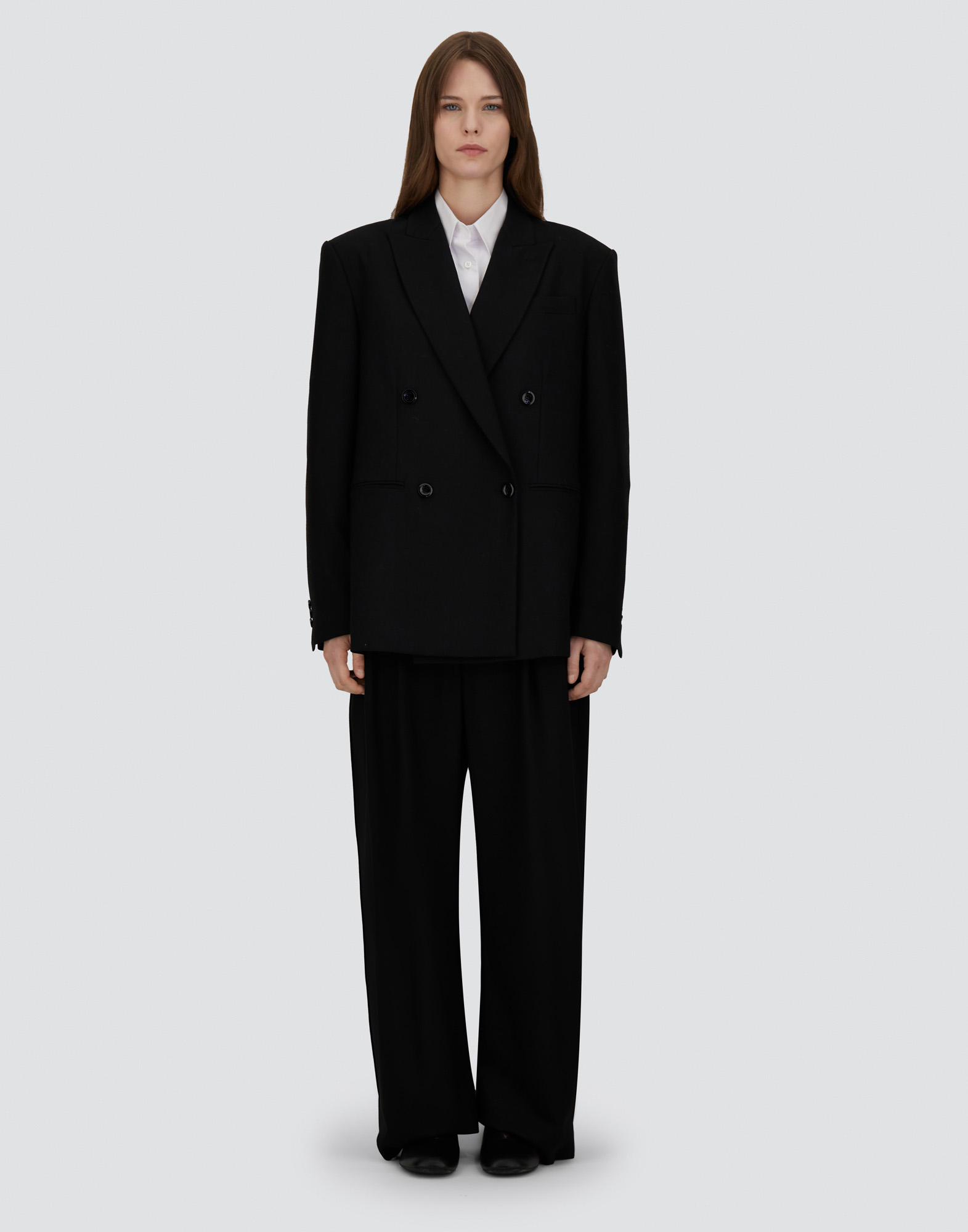 Herno Palazzo Trousers In Fluid Wool In Black