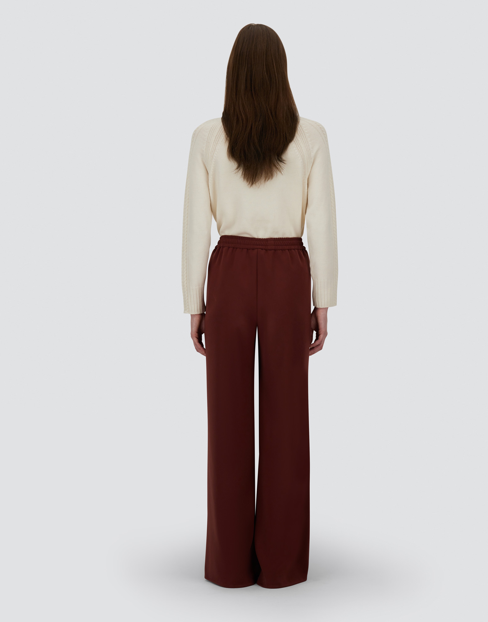 Herno Trousers In Matt Crepe Satin In Burgundy