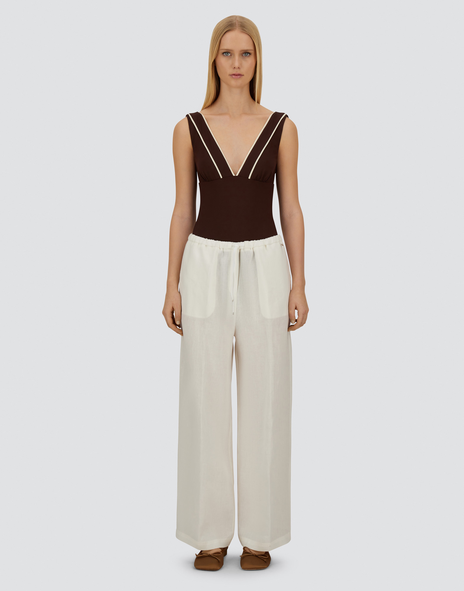 Herno Resort Trousers In New Linen In White