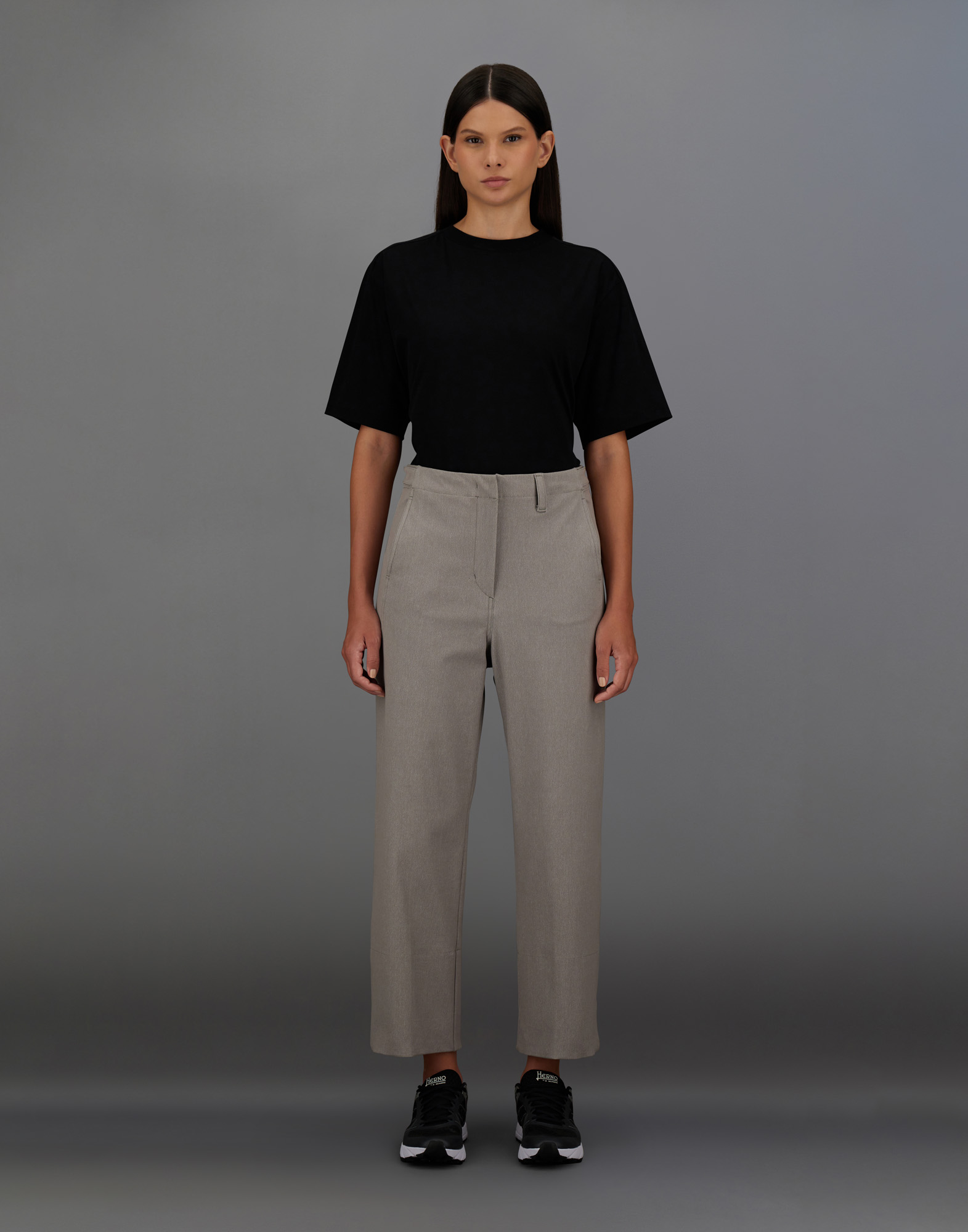 Herno Laminar Trousers In Diagonal-tech Cotton And Extralight Stretch In Grey