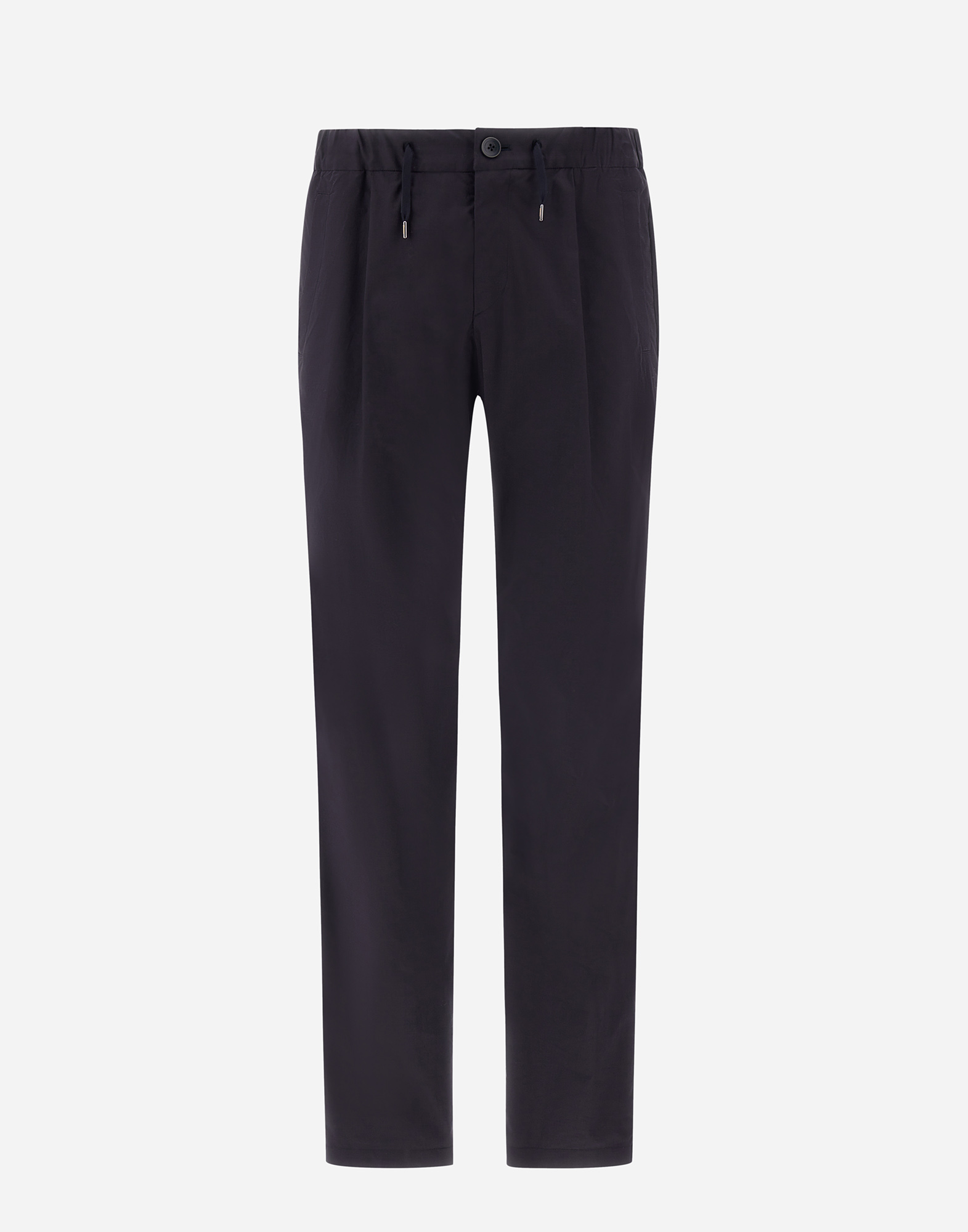 Herno Trousers In Light Cotton Stretch In Navy Blue