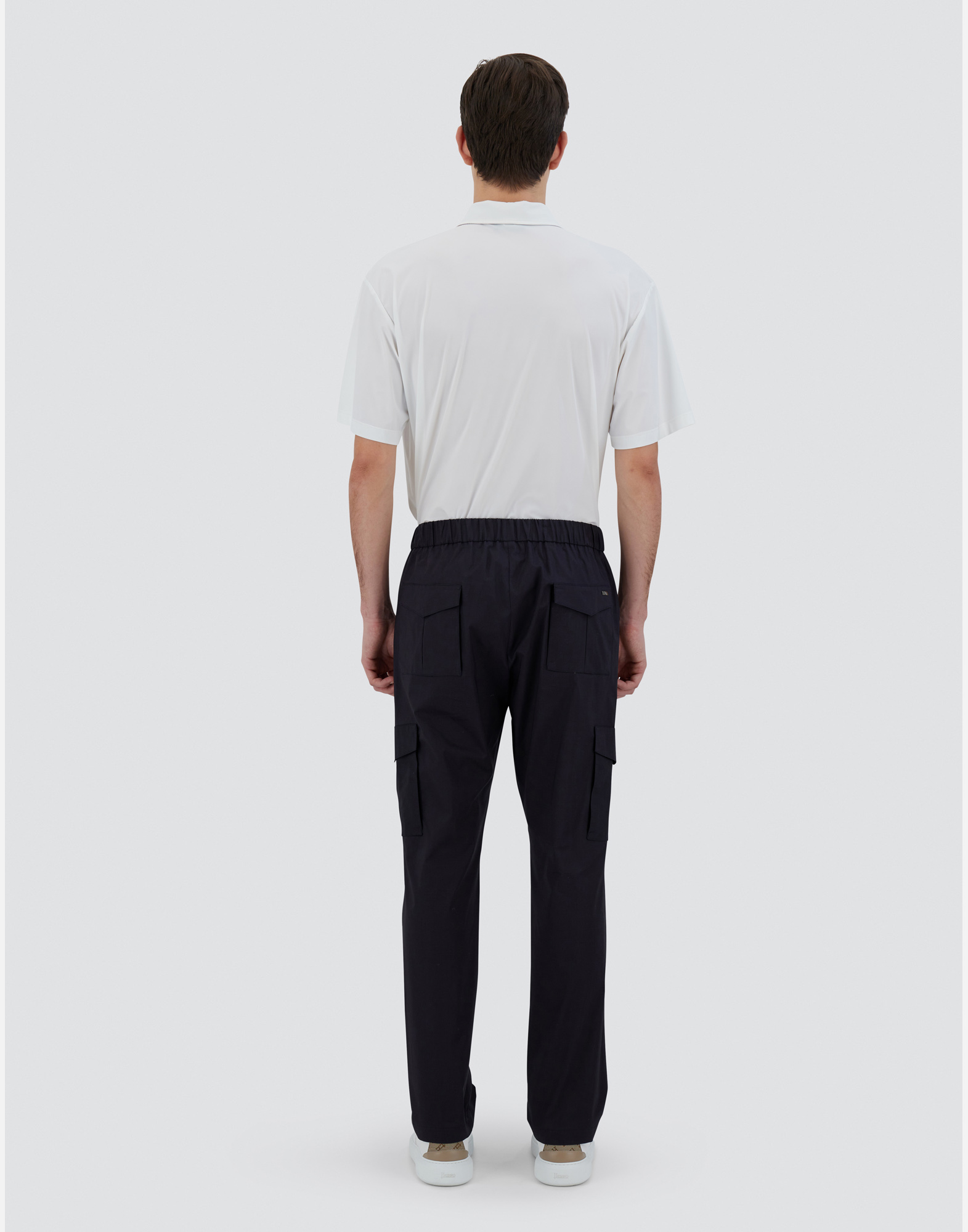 Herno Technical Hyperfine Wool Trousers With Water-repellent Finish In Navy Blue